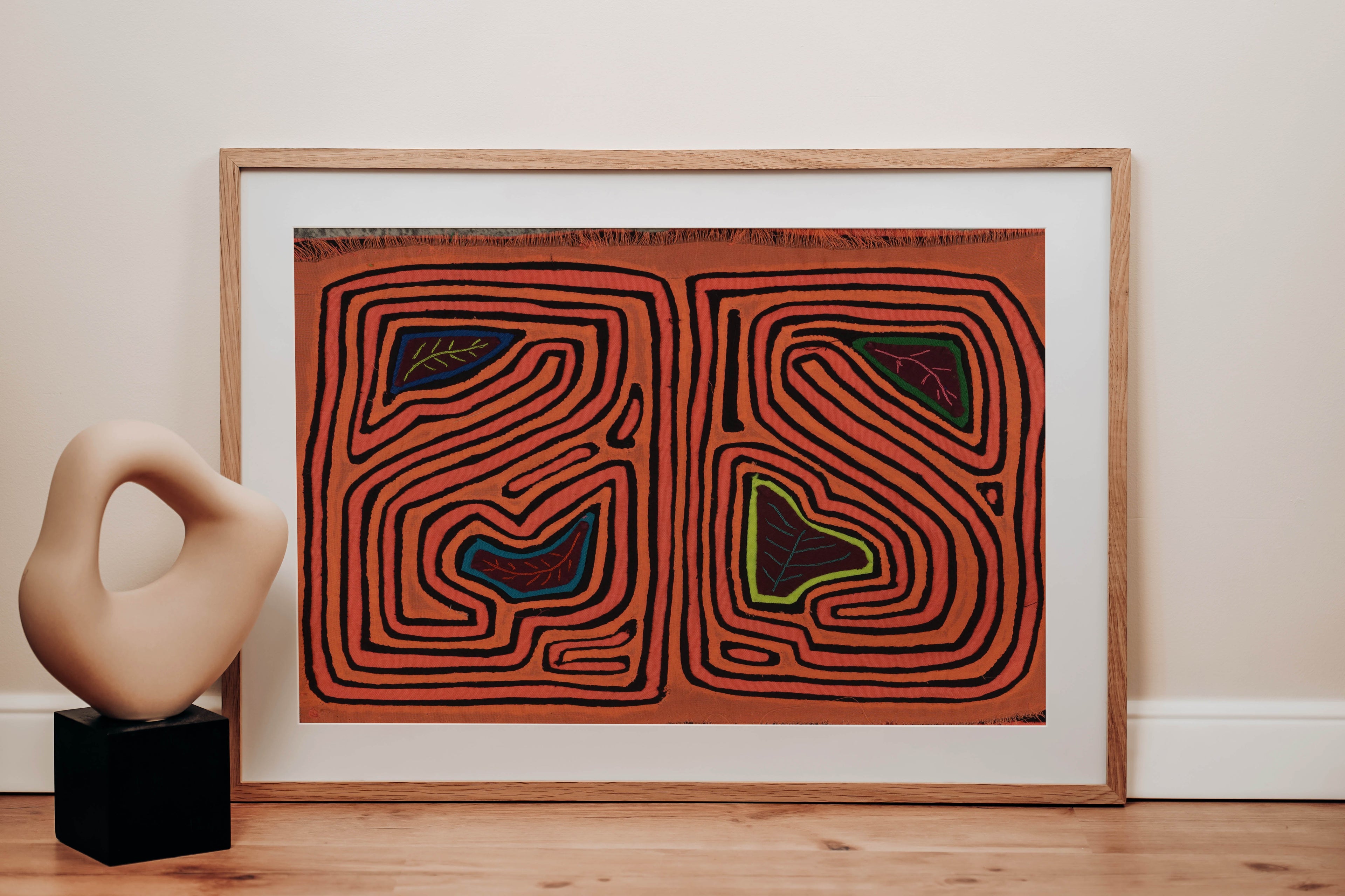Vintage Orange And Black Autumn Leaf Mola