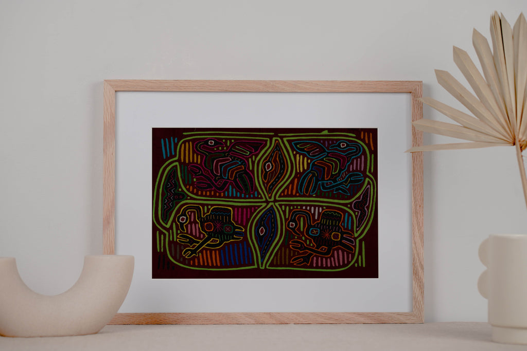 Traditional Burgundy And Green Dancing Goose Mola