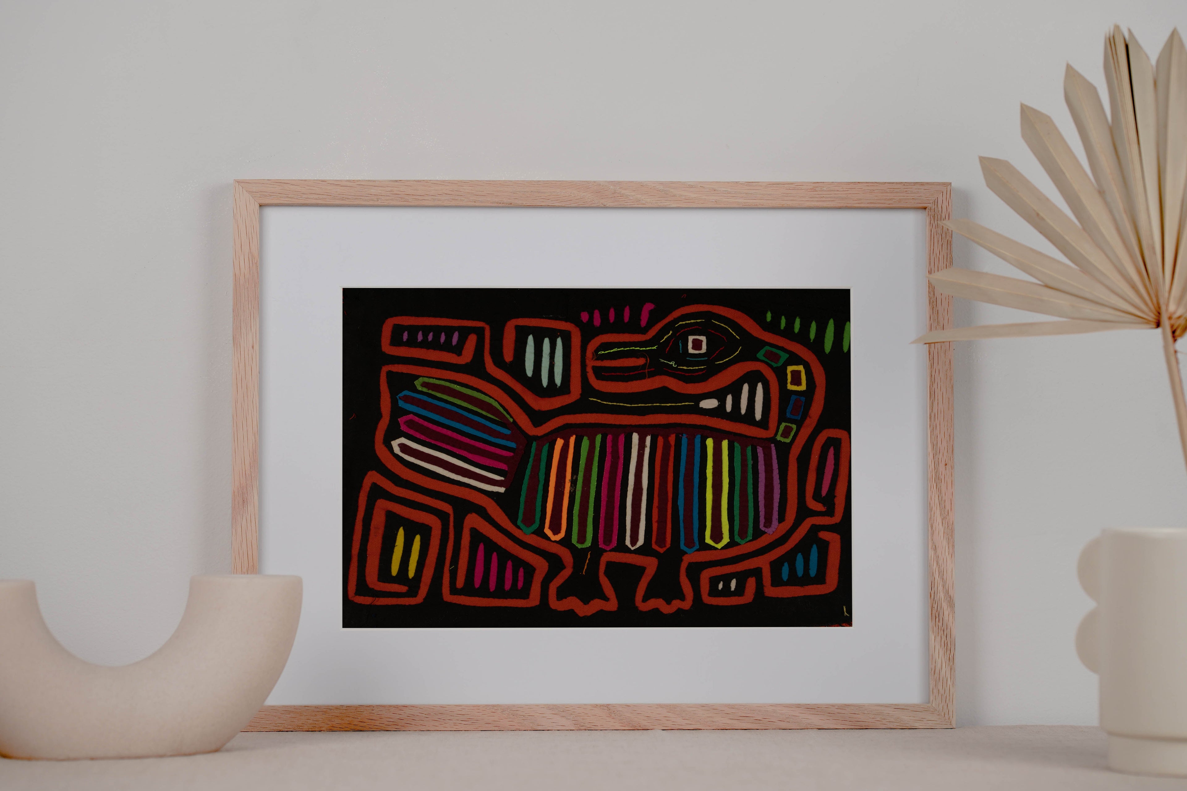 Traditional Red And Black Goose Bird Mola