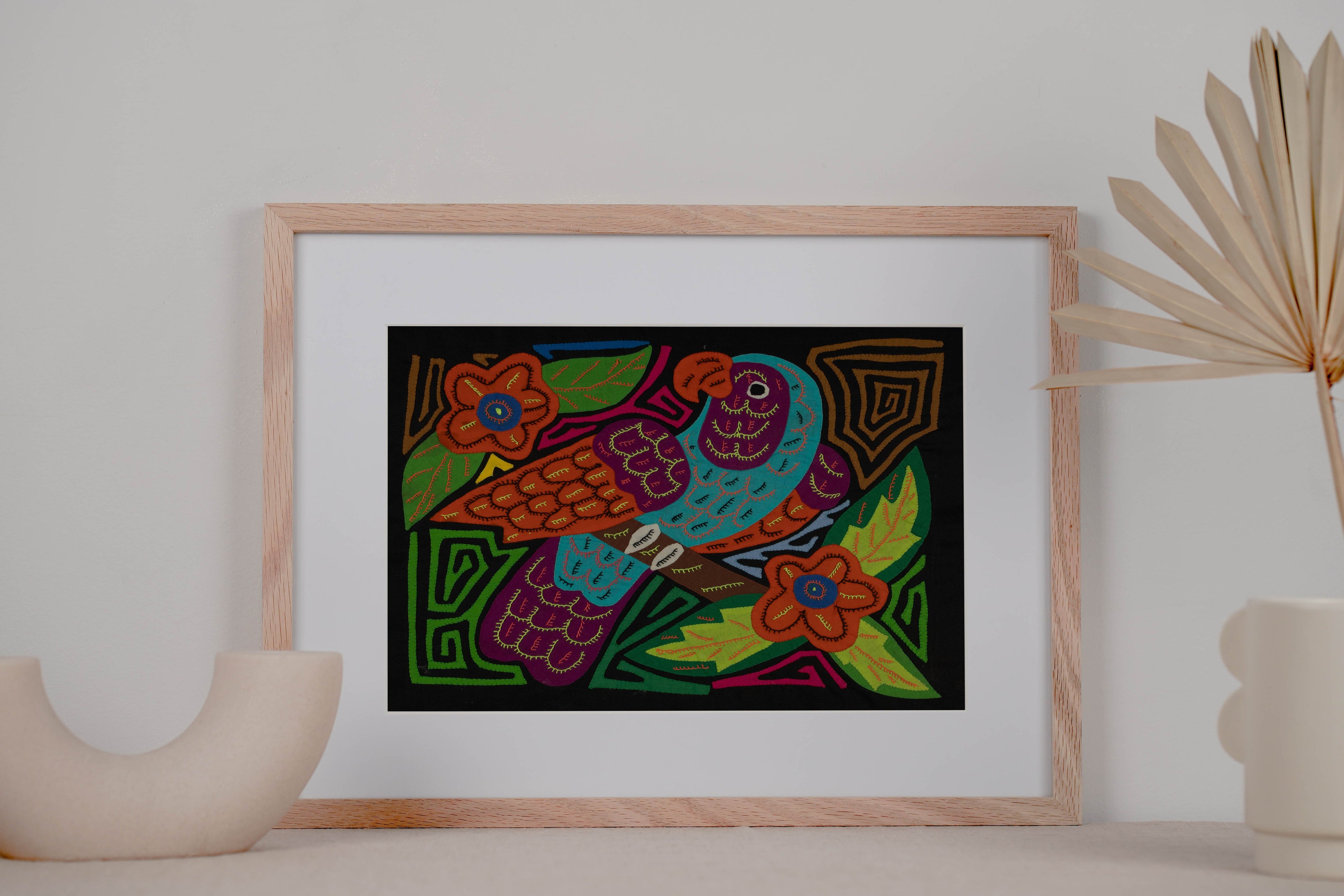 Blue-headed Parrot with Orange Flowers Mola