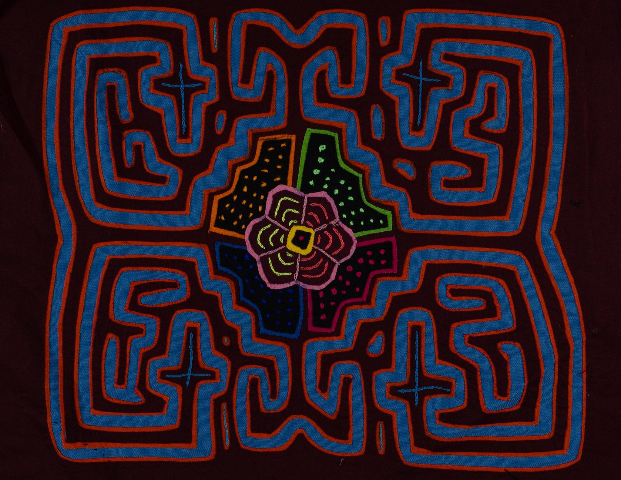Maroon And Blue Floral Flower Mola