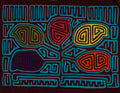 Traditional Burgundy And Turquoise Leaf Mola