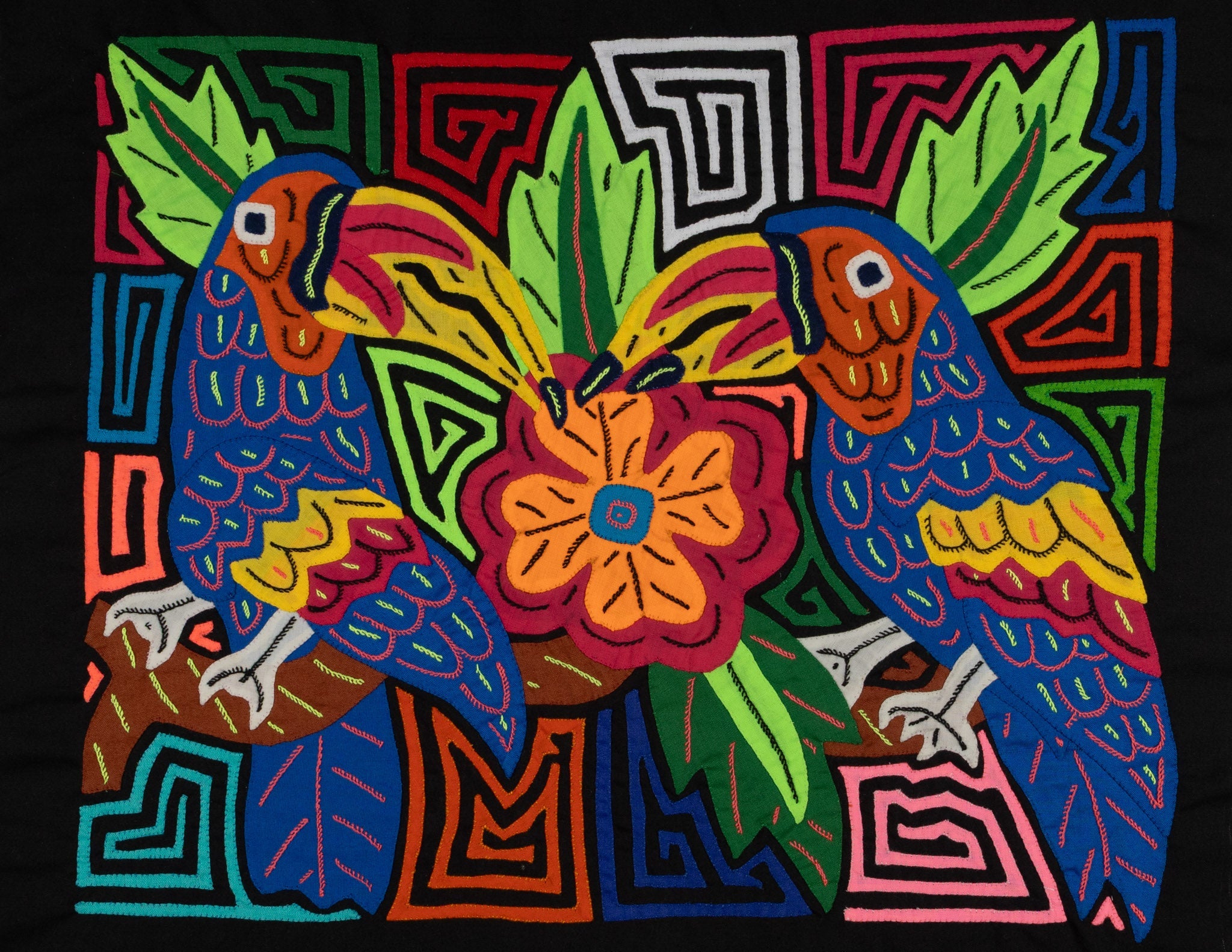 Fantasy Red Blue And Yellow Two Toucan Bird Mola