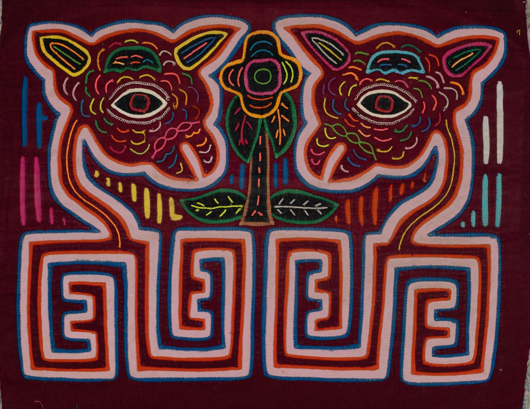 Traditional Burgundy And White Jungle Critters Mola