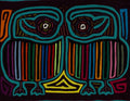 Maroon And Turquoise Rubber Neck Geese Mola