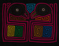 Traditional Black And Rosada Bird Talk Mola