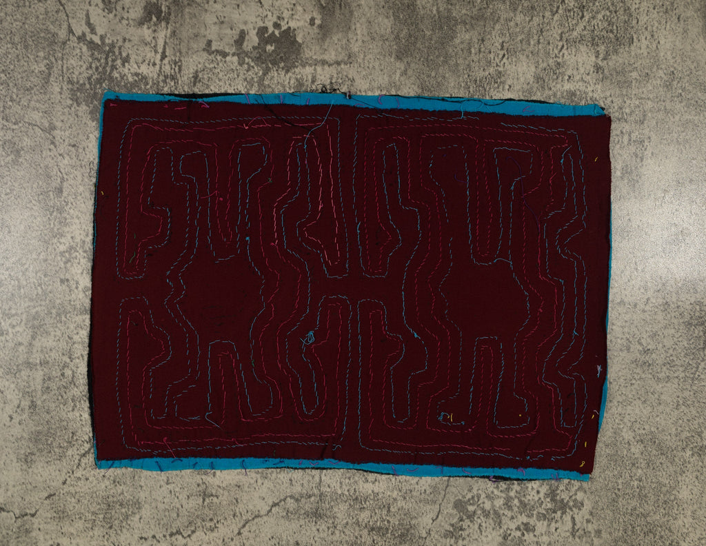 Traditional Black Blue And Pink Classic Design Mola