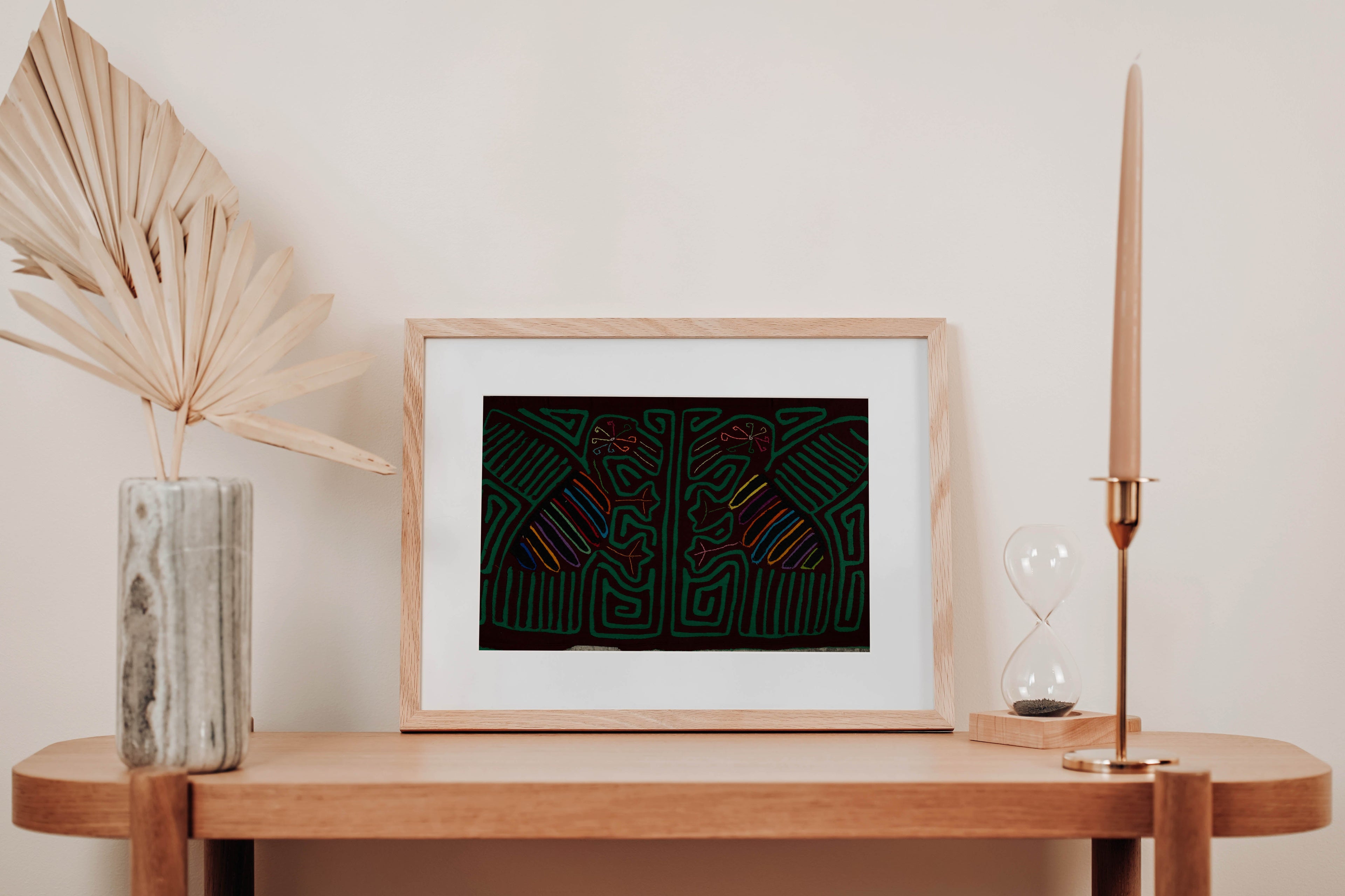 Traditional Burgundy And Green Romance Bird Dance Mola