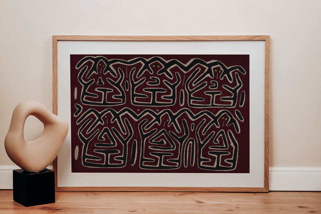 Burgundy White And Black Conga Dance Mola