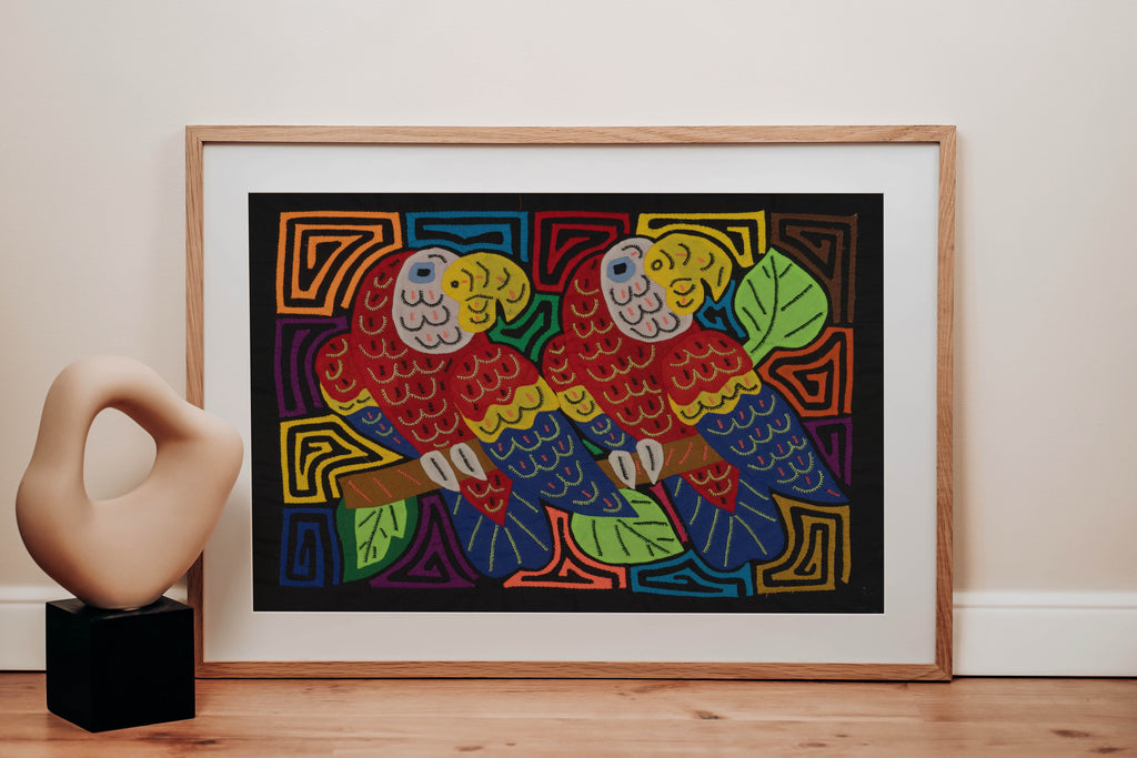 Fantasy Red Blue And Yellow Two Parrot Mola