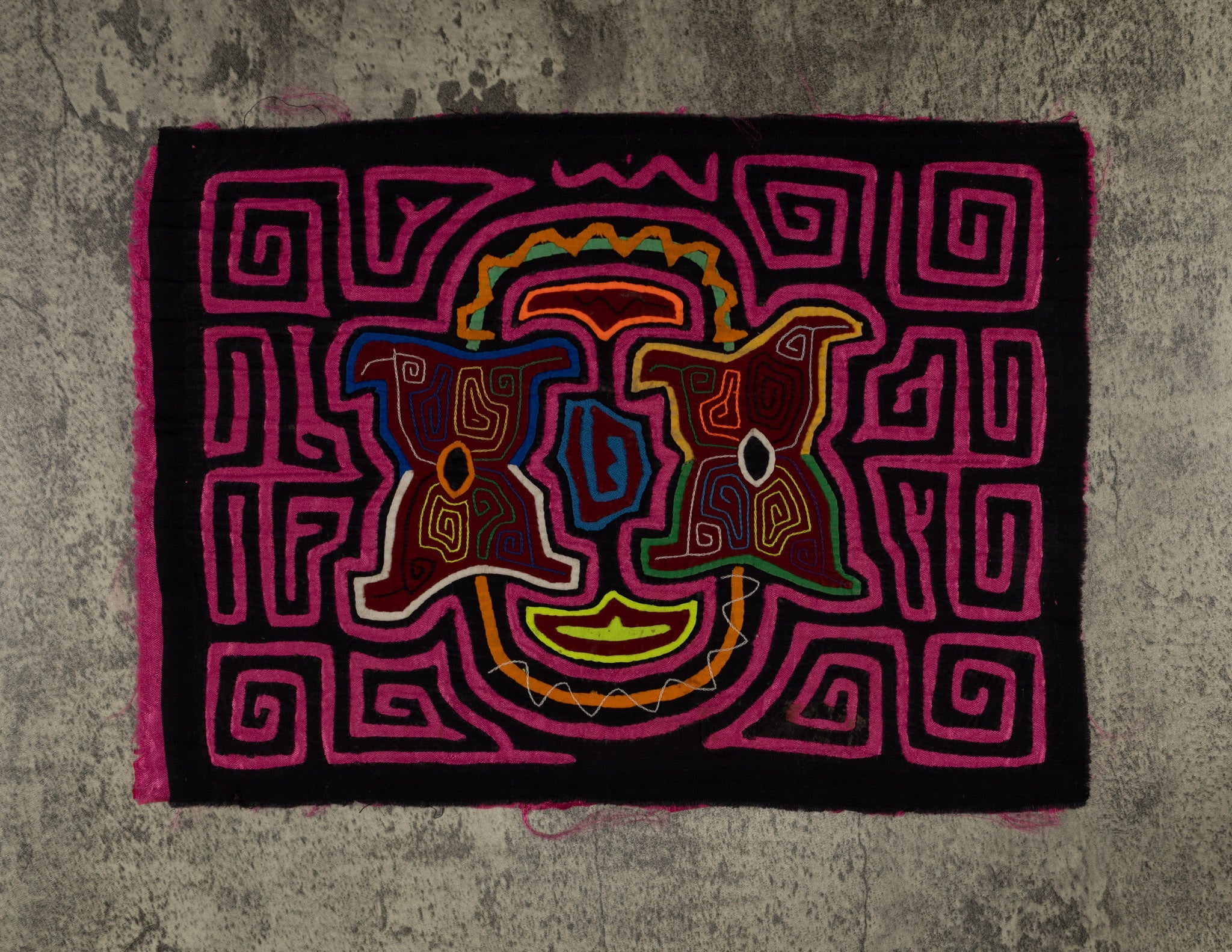Traditional Hot Pink Floral Flower Mola