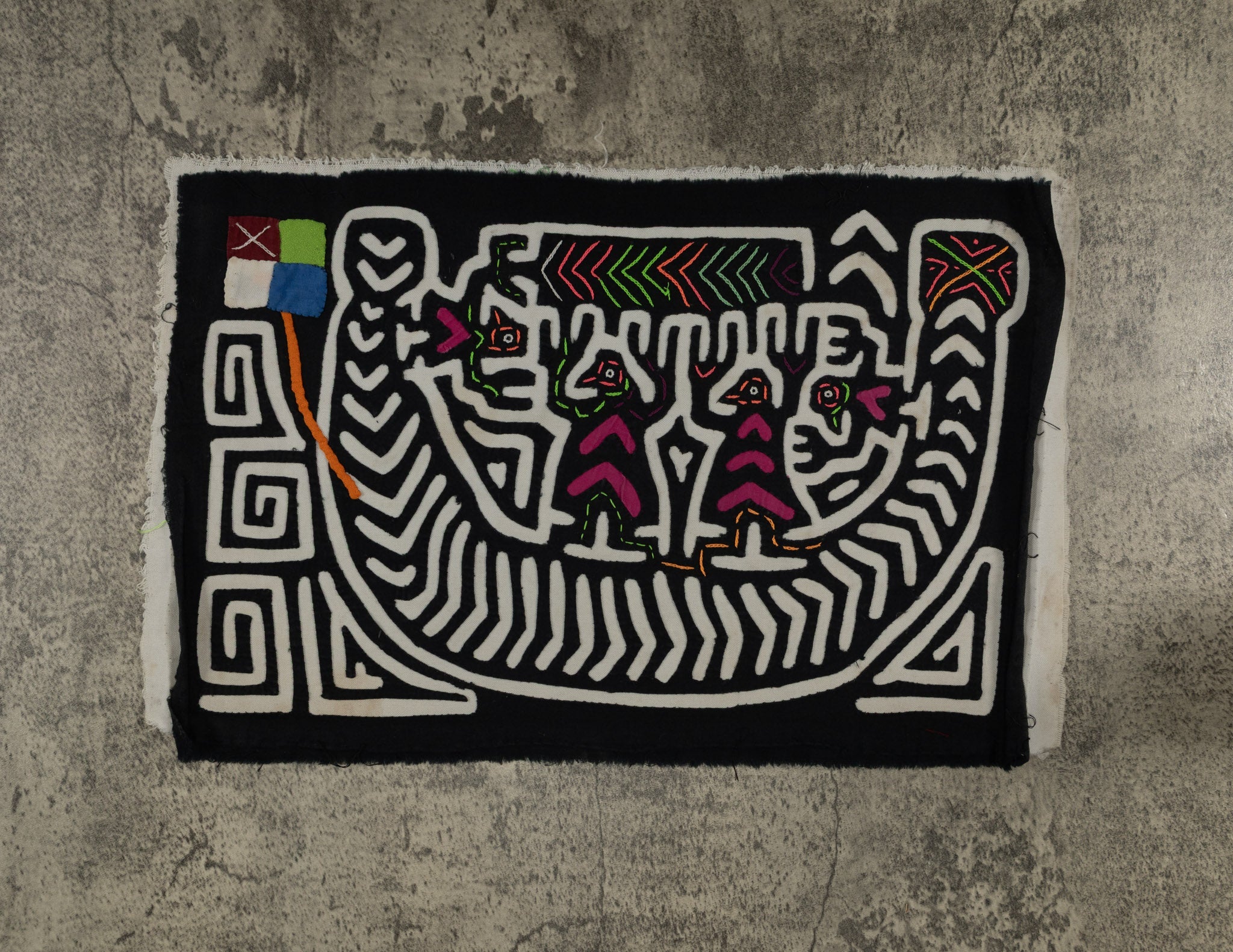 Classic Black And White Boat People Mola