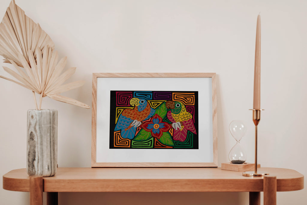 Fantasy Orange Blue And Yellow Two Parrot Bird Mola