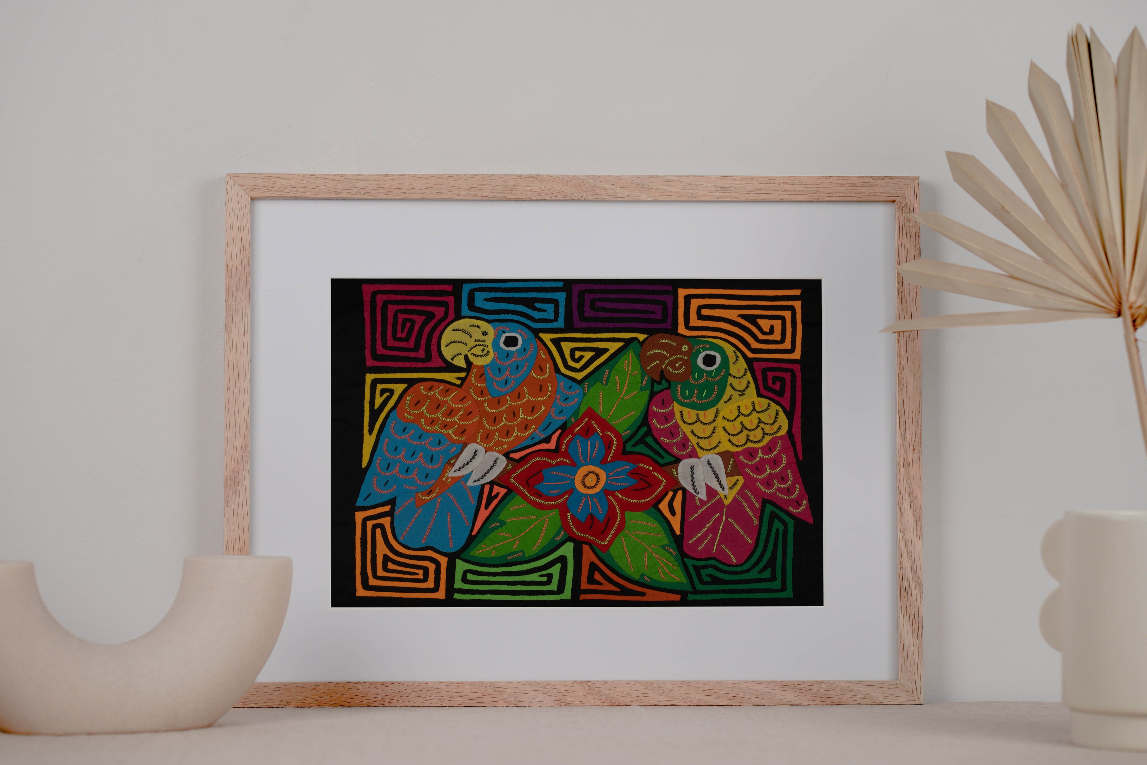 Fantasy Orange Blue And Yellow Two Parrot Bird Mola