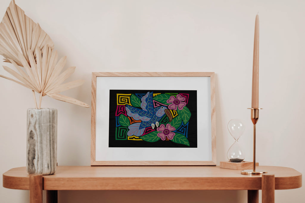 Fantasy Blue Gray And Pink Hummingbird Mola