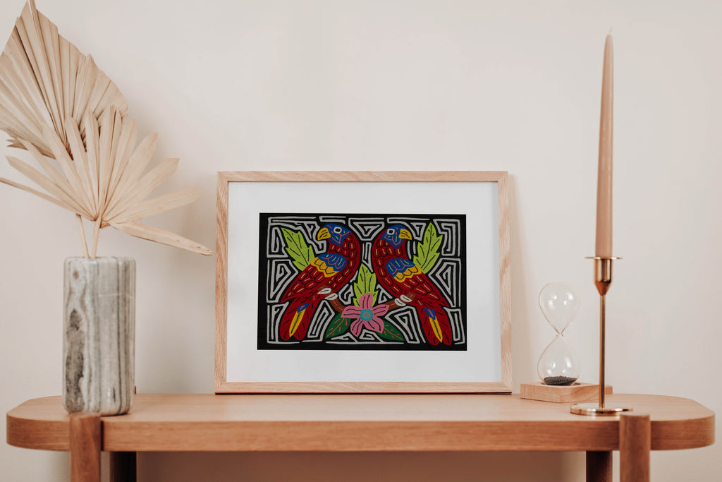 Fantasy Red Black And White Two Parrot Bird Mola