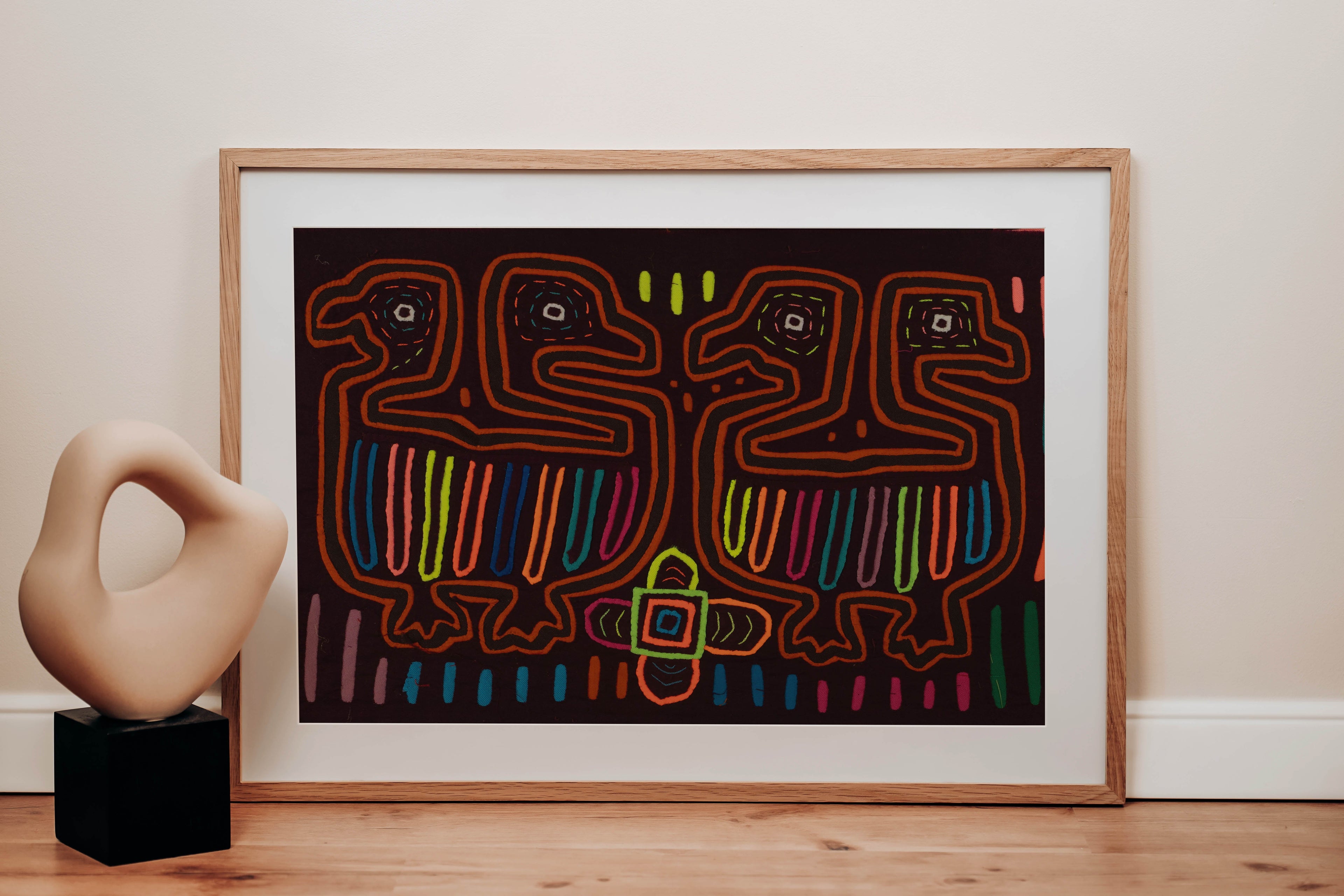 Classic Maroon And Orange Optical Illusion Bird Mola