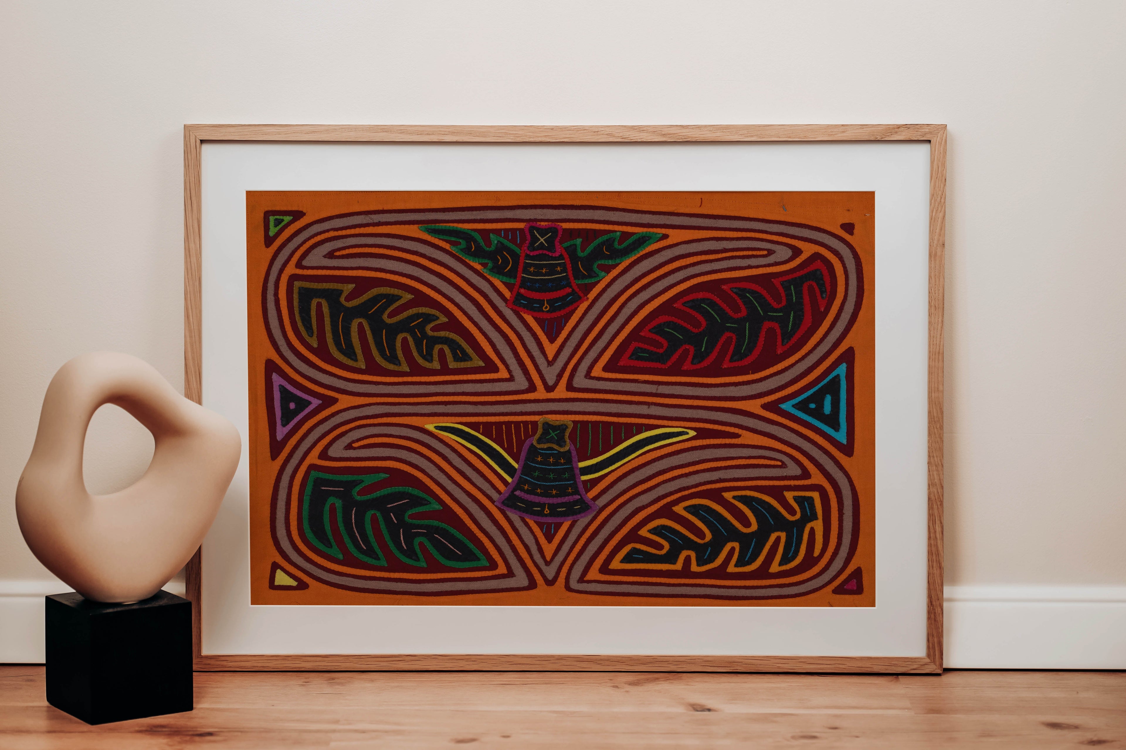 Traditional Orange And Gray Autumn Leaves Mola