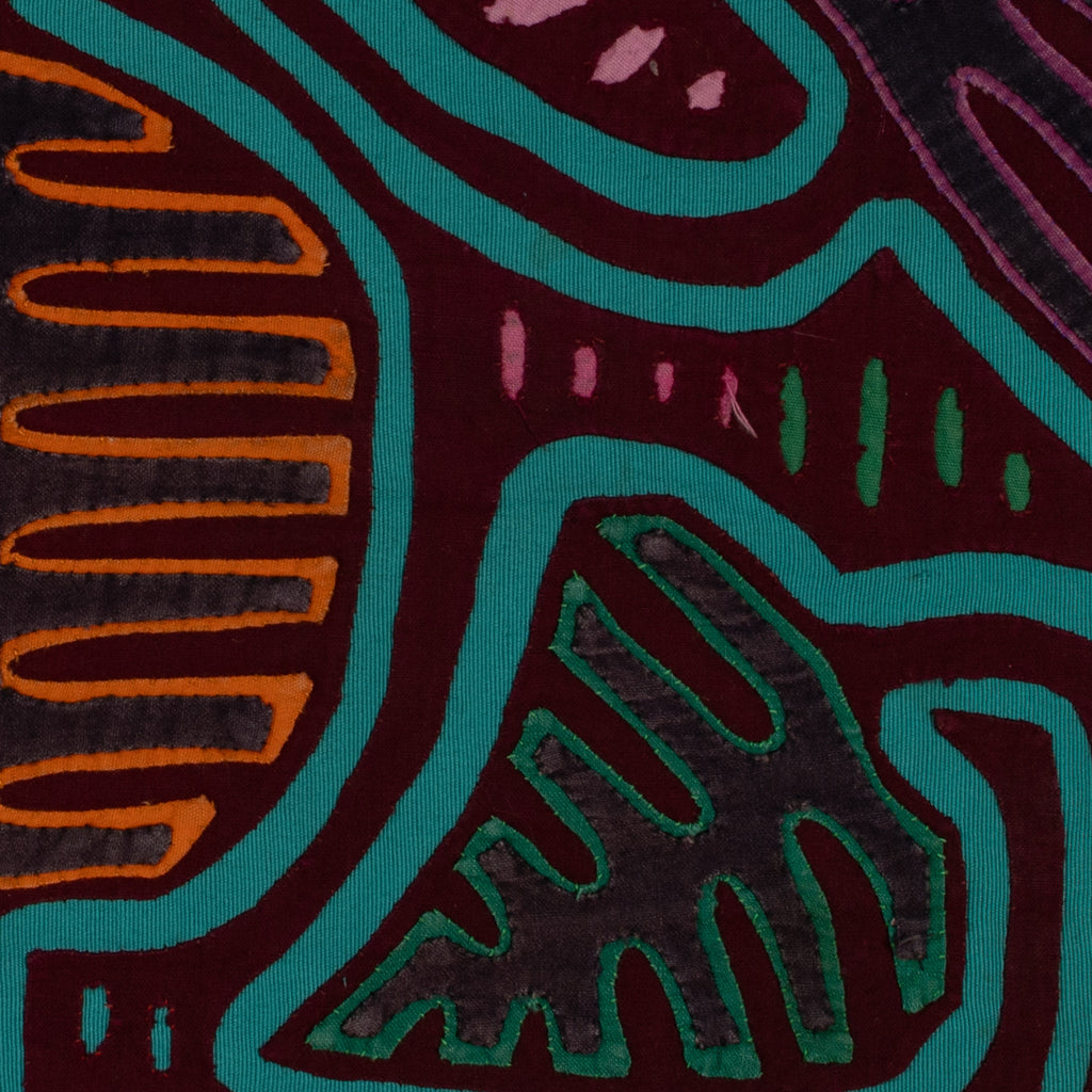 Classic Maroon and Turquoise Autumn Leaf Mola