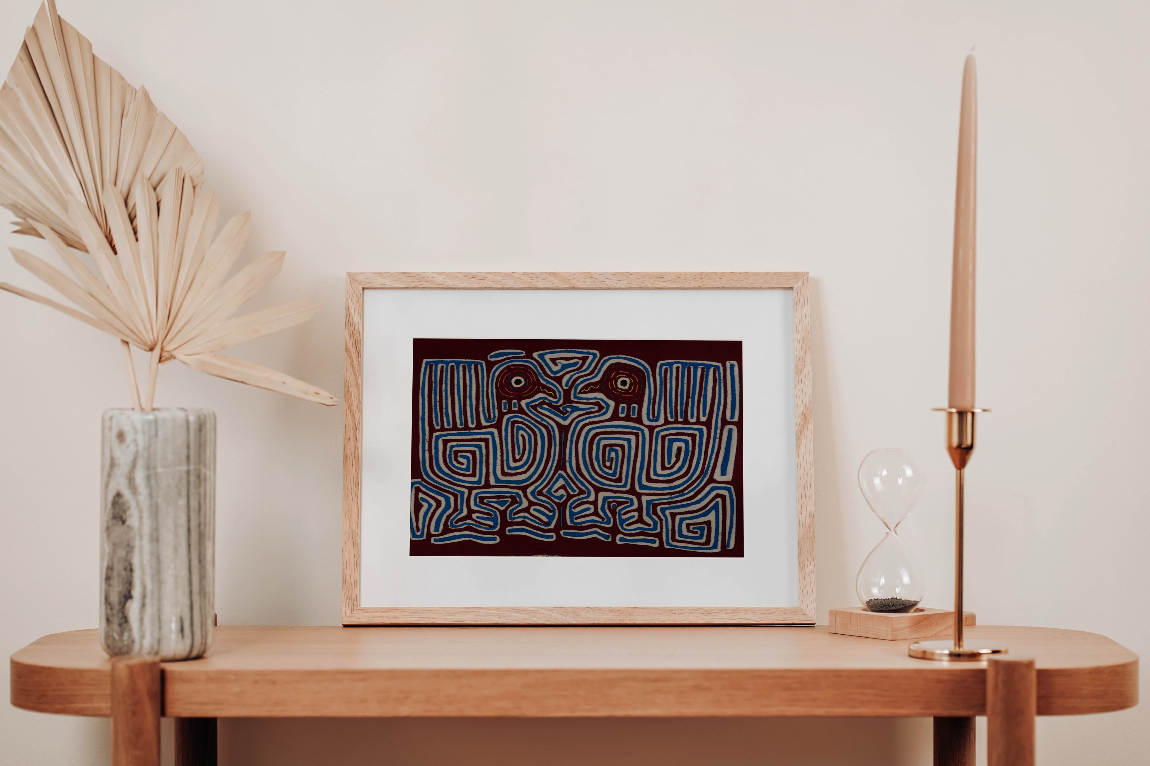 Classic Maroon Blue And White Optical Illusion Bird Mola