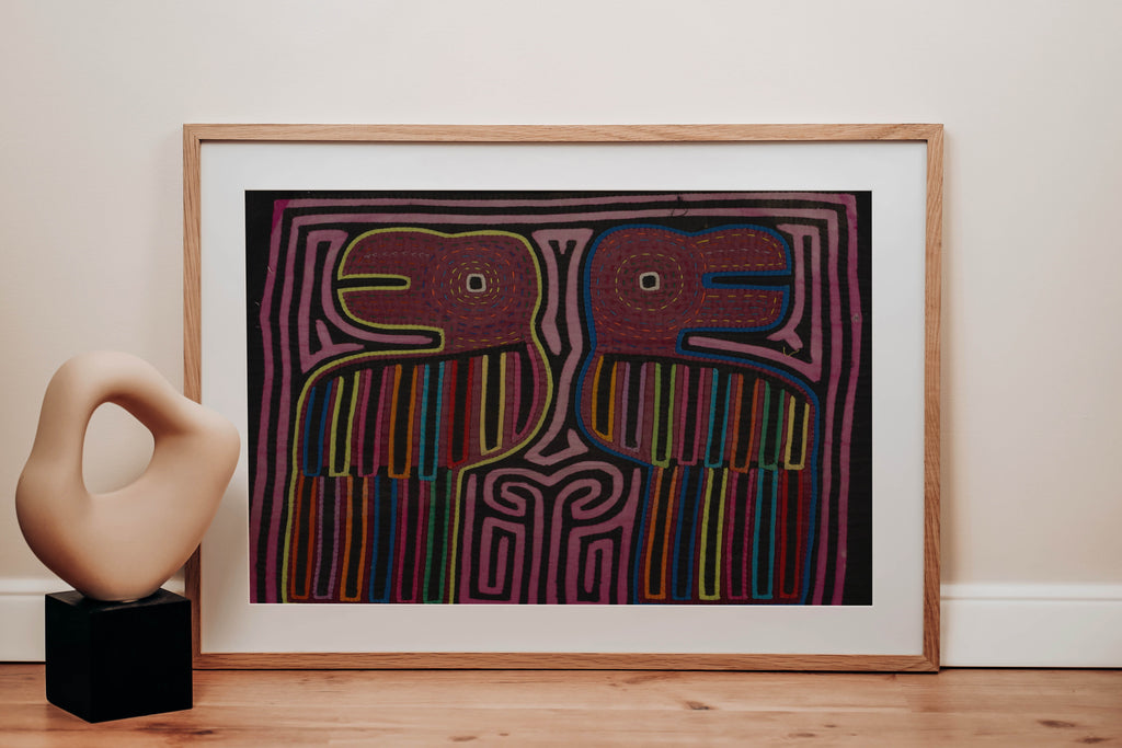 Vintage Black And Pink Toucan Bird Mola