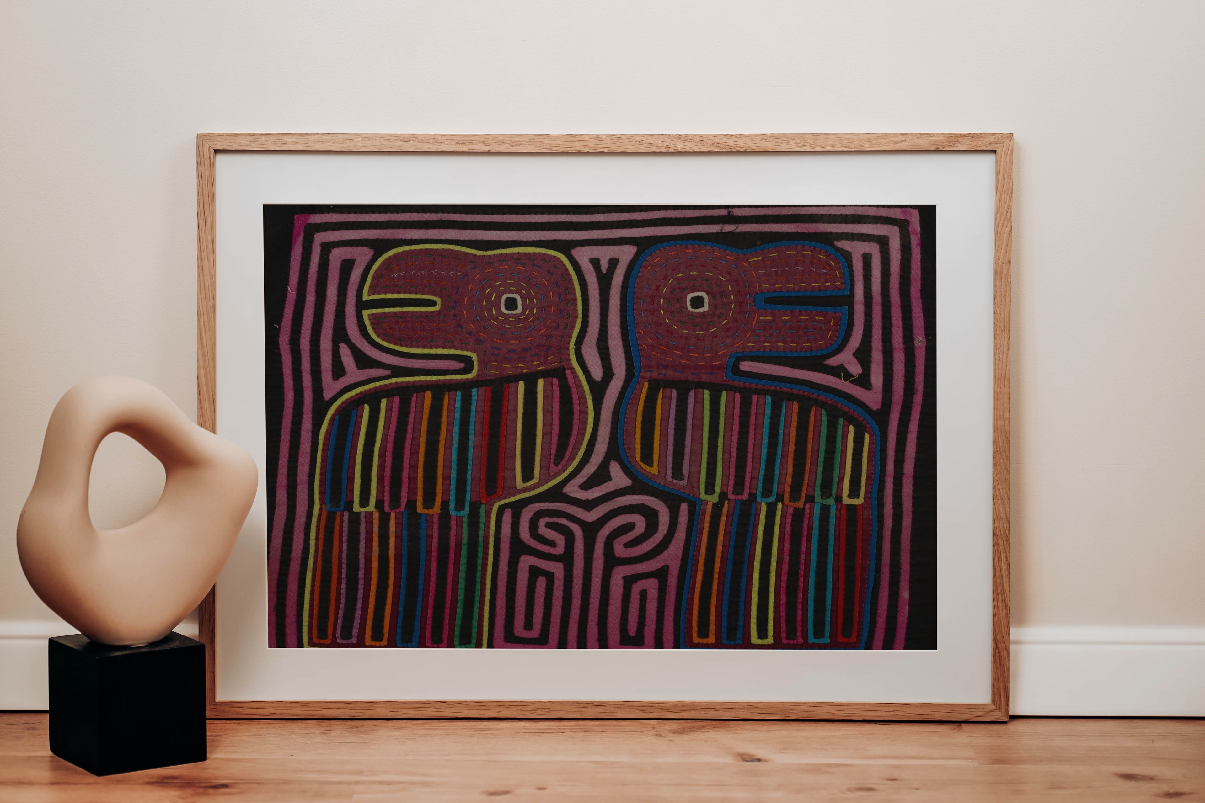 Vintage Black And Pink Toucan Bird Mola