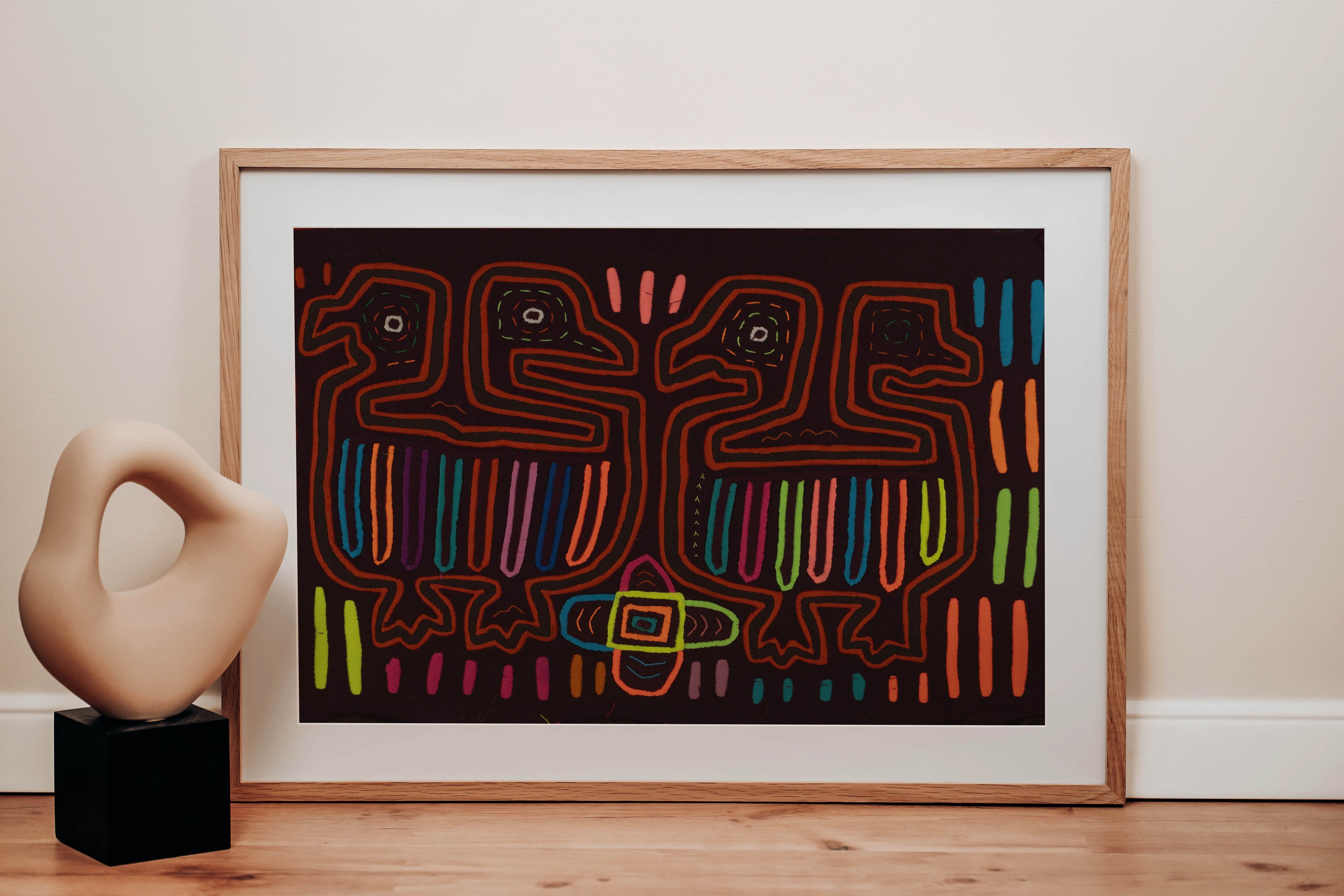 Classic Maroon And Orange Optical Illusion Bird Mola