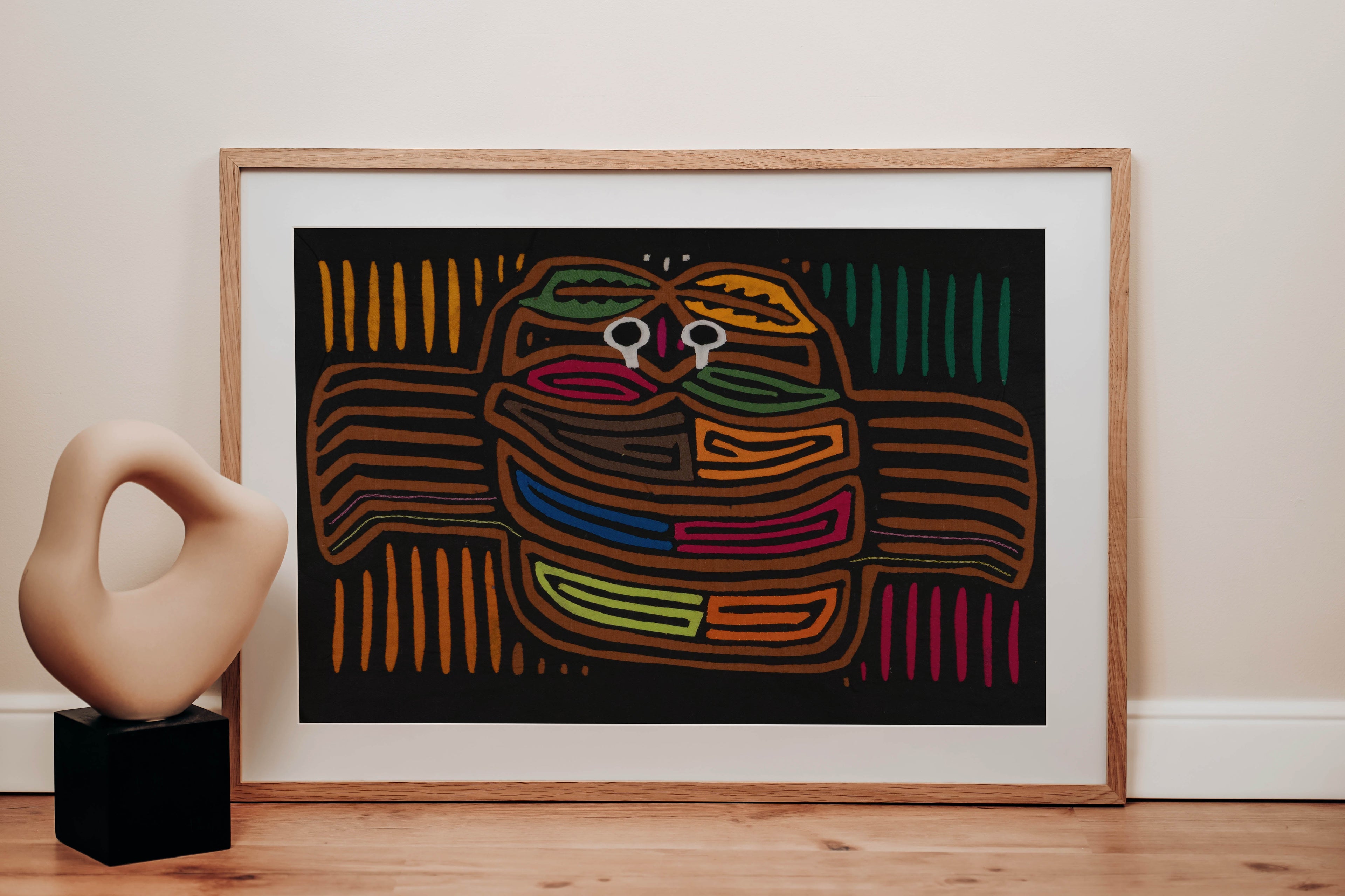 Traditional Beady-Eyed Black And Gold Crab Mola
