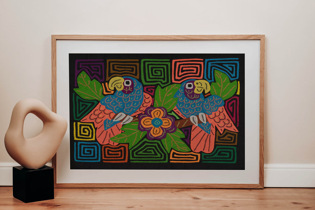 Fantasy Orange And Blue Two Parrot Bird Mola