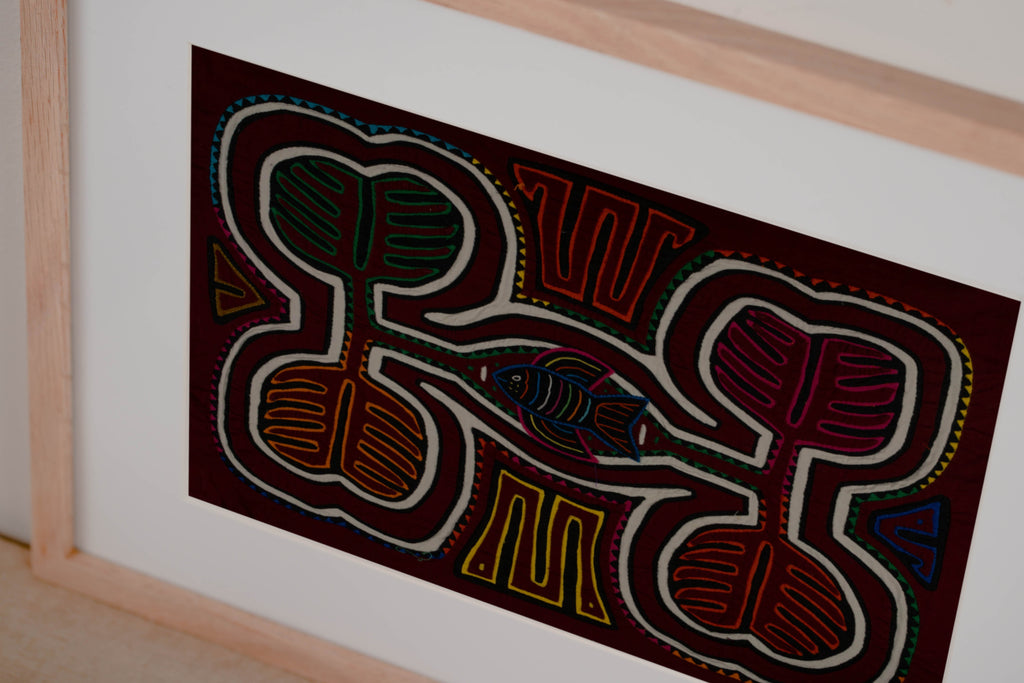 Traditional Maroon And White Autumn Leaf With Fish Mola