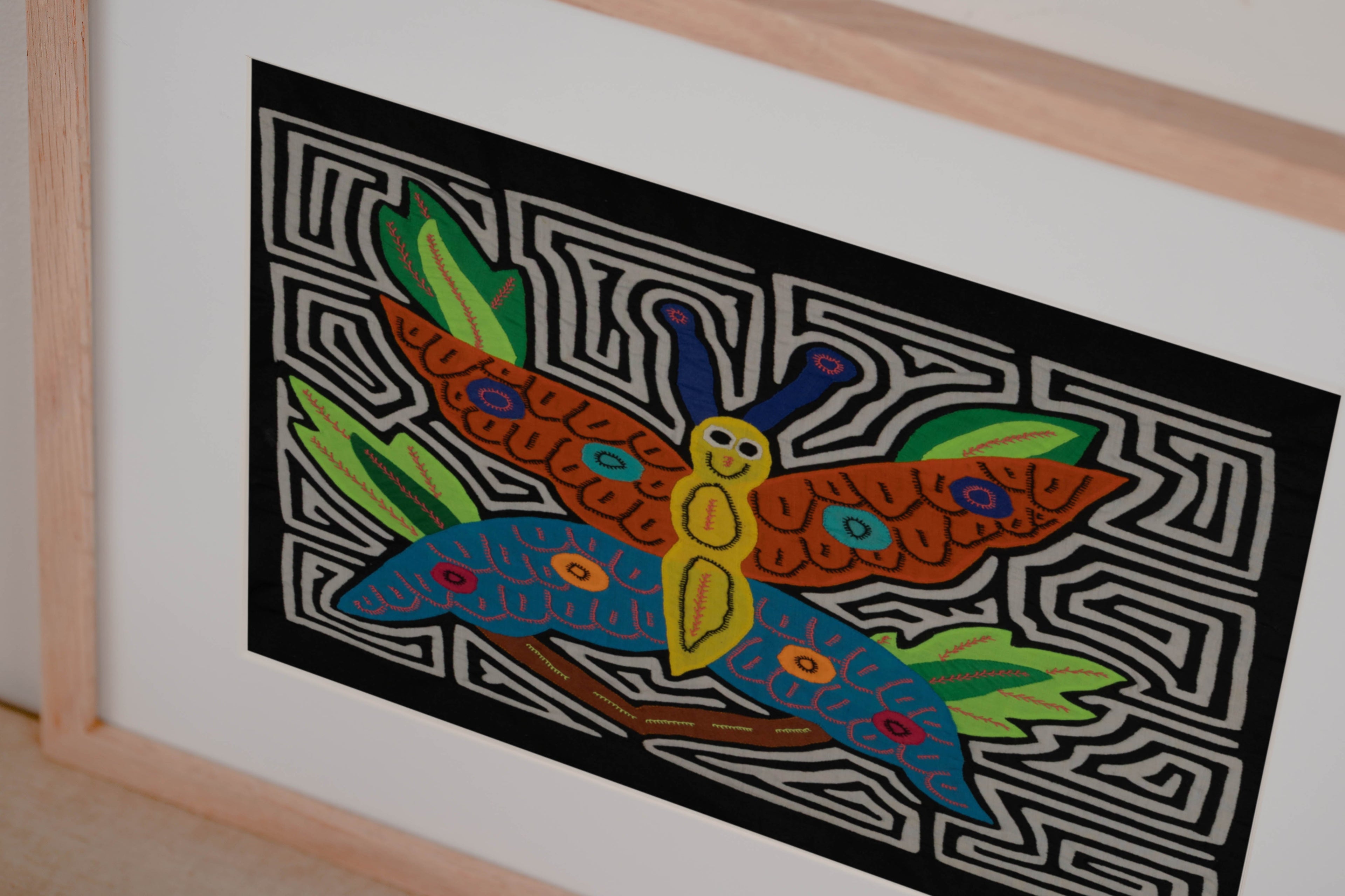 Fantasy Blue Orange And Yellow Happy Butterfly Mola