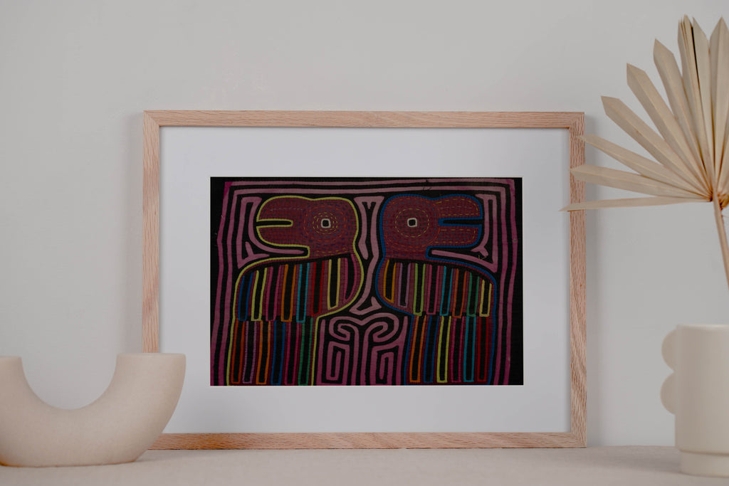 Vintage Black And Pink Toucan Bird Mola
