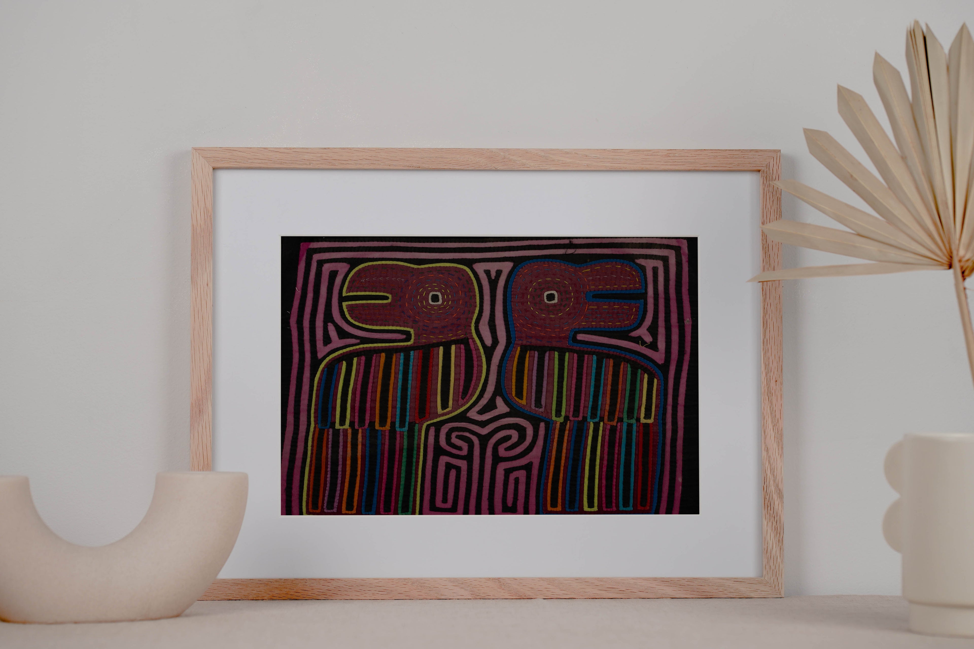 Vintage Black And Pink Toucan Bird Mola
