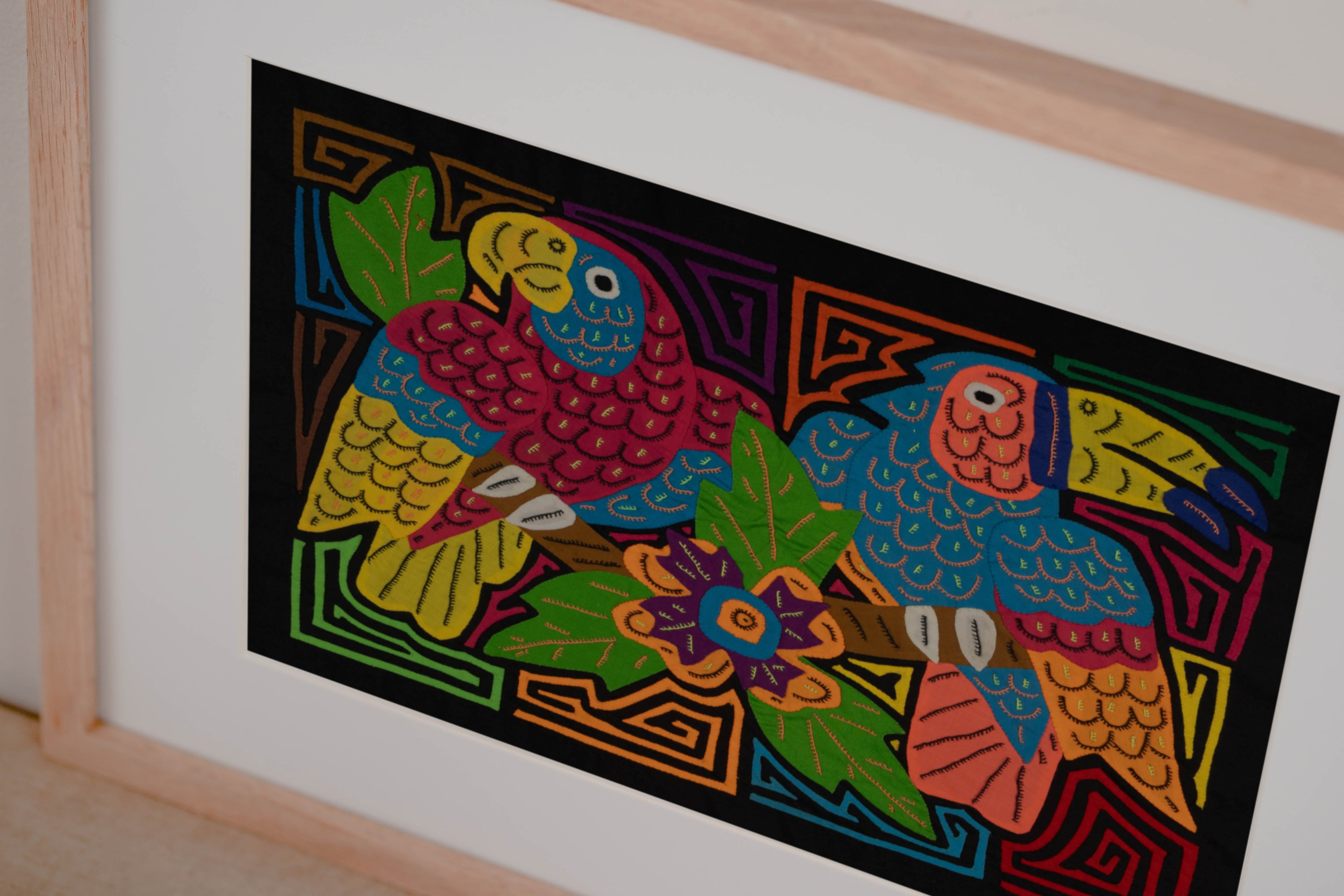 Parrot and Toucan with Flower Mola