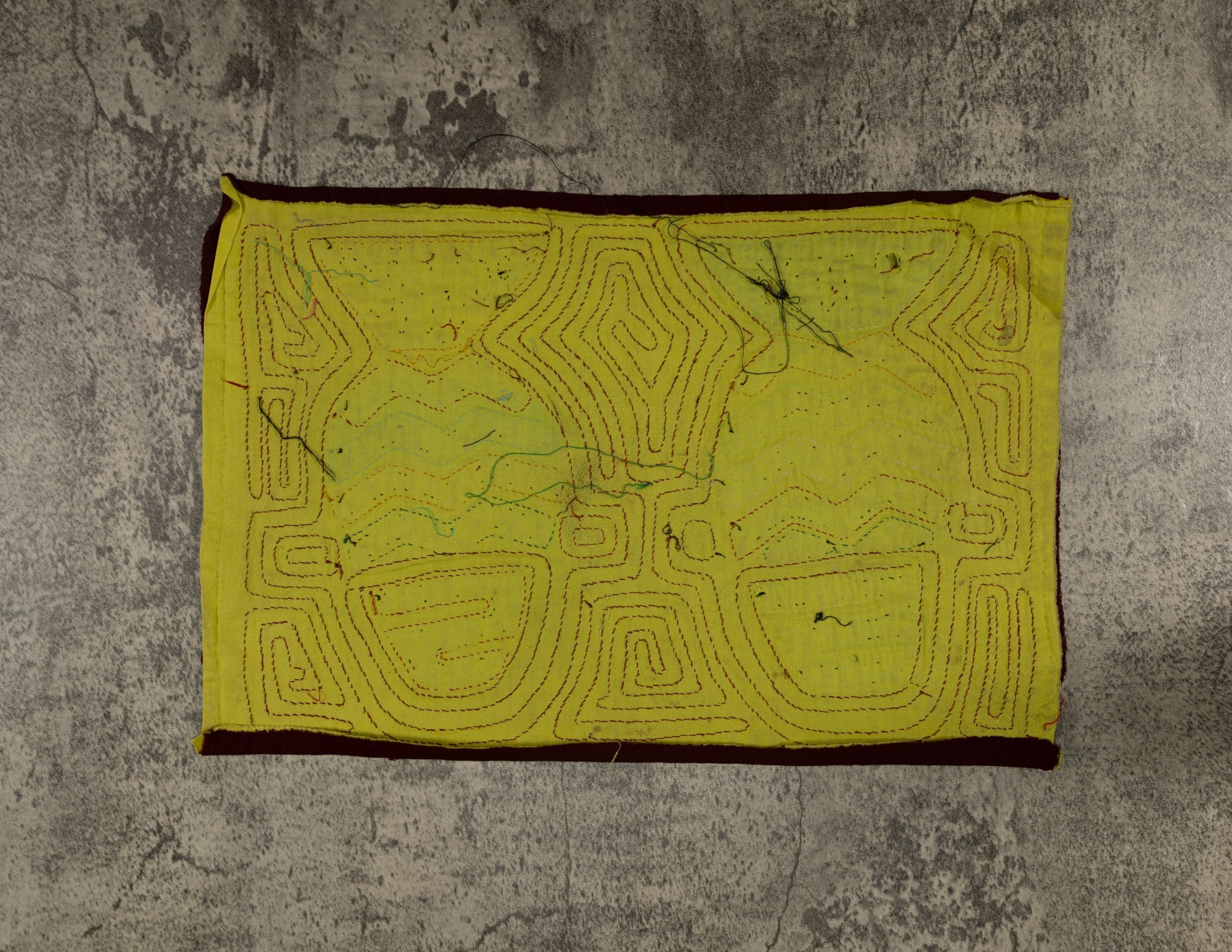 Traditional Yellow and Maroon Flower Basket Mola