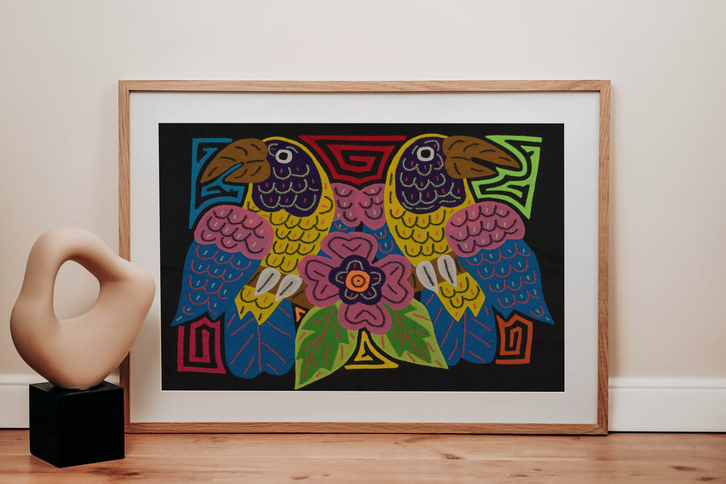 Fantasy Pink Yellow And Blue Two Toucan Parrot Bird Mola
