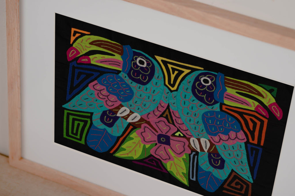 Fantasy Blue And Pink Two Toucan Bird Mola