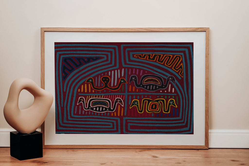 Traditional Burgundy And Blue Two-Head Worm Mola