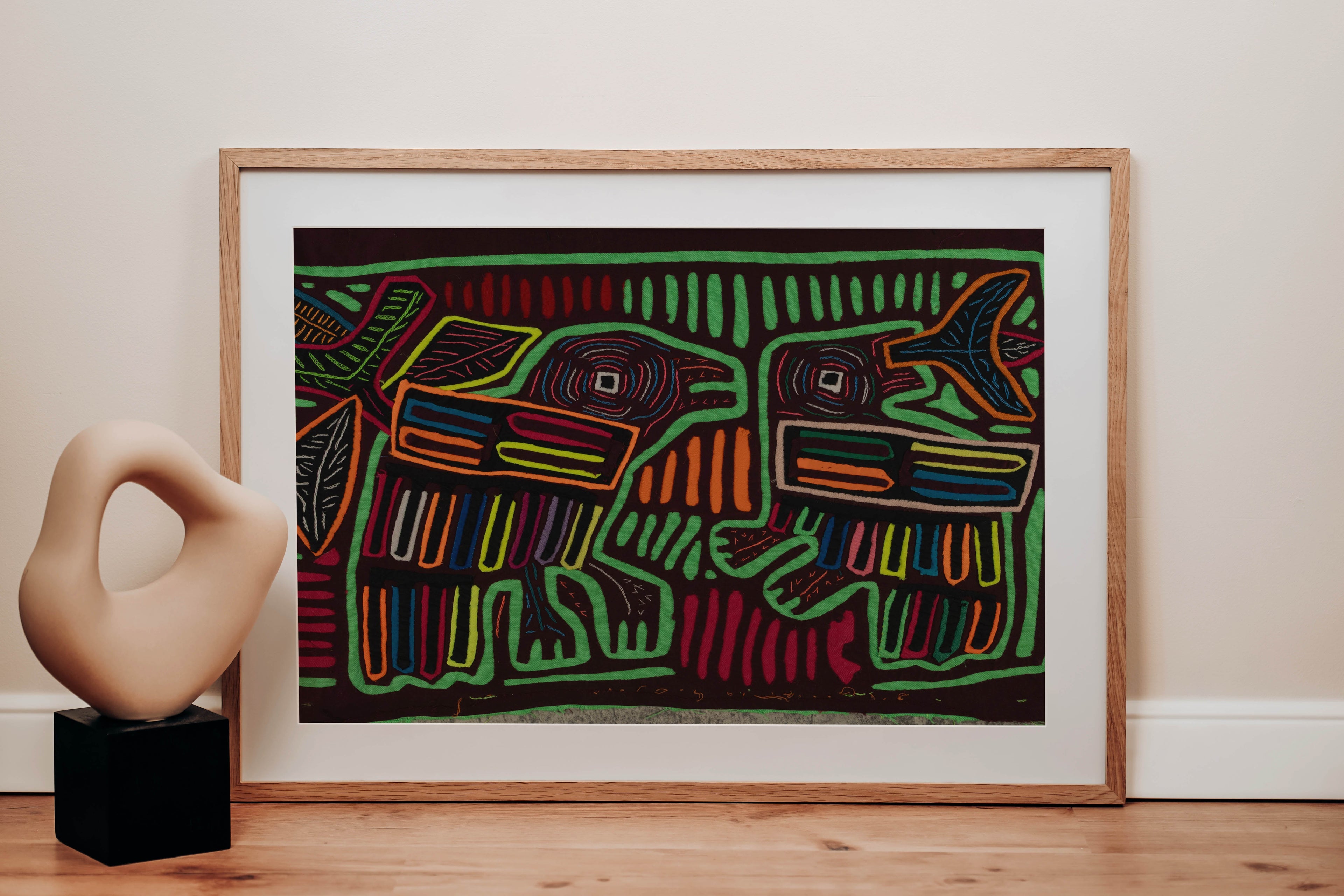 Burgundy And Green Mother And Son Mola