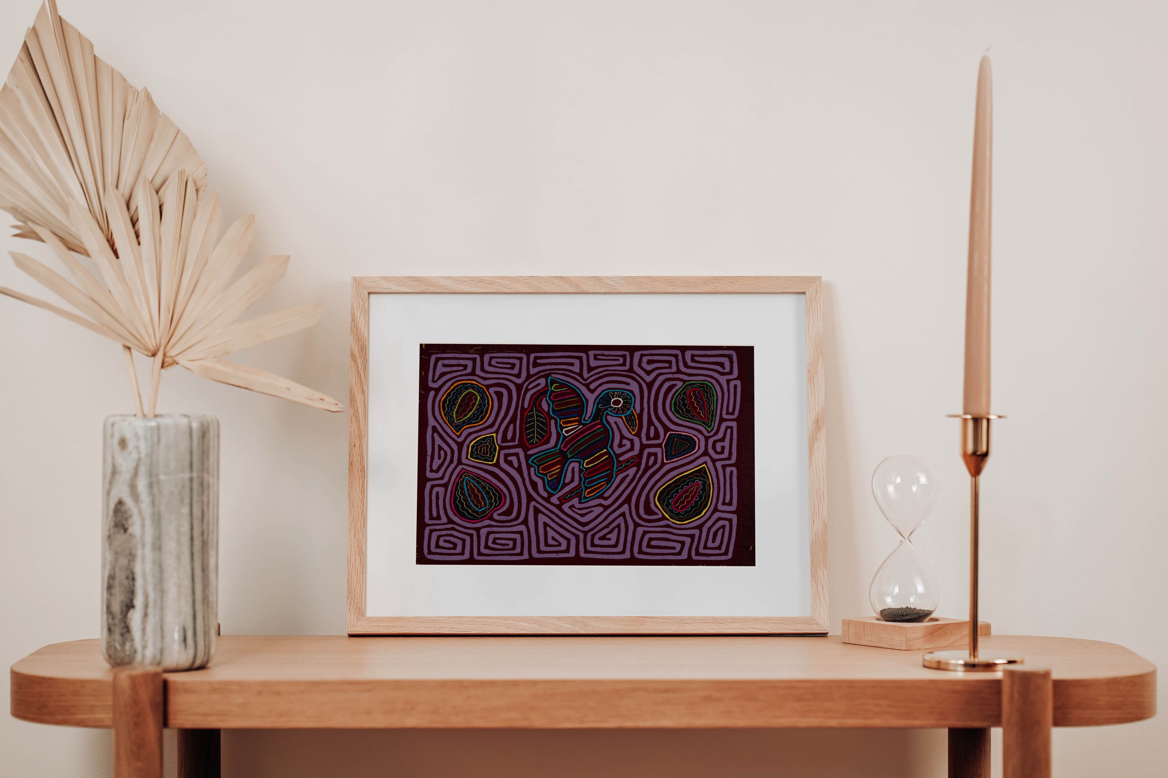 Traditional Purple On Purple Bird Mola