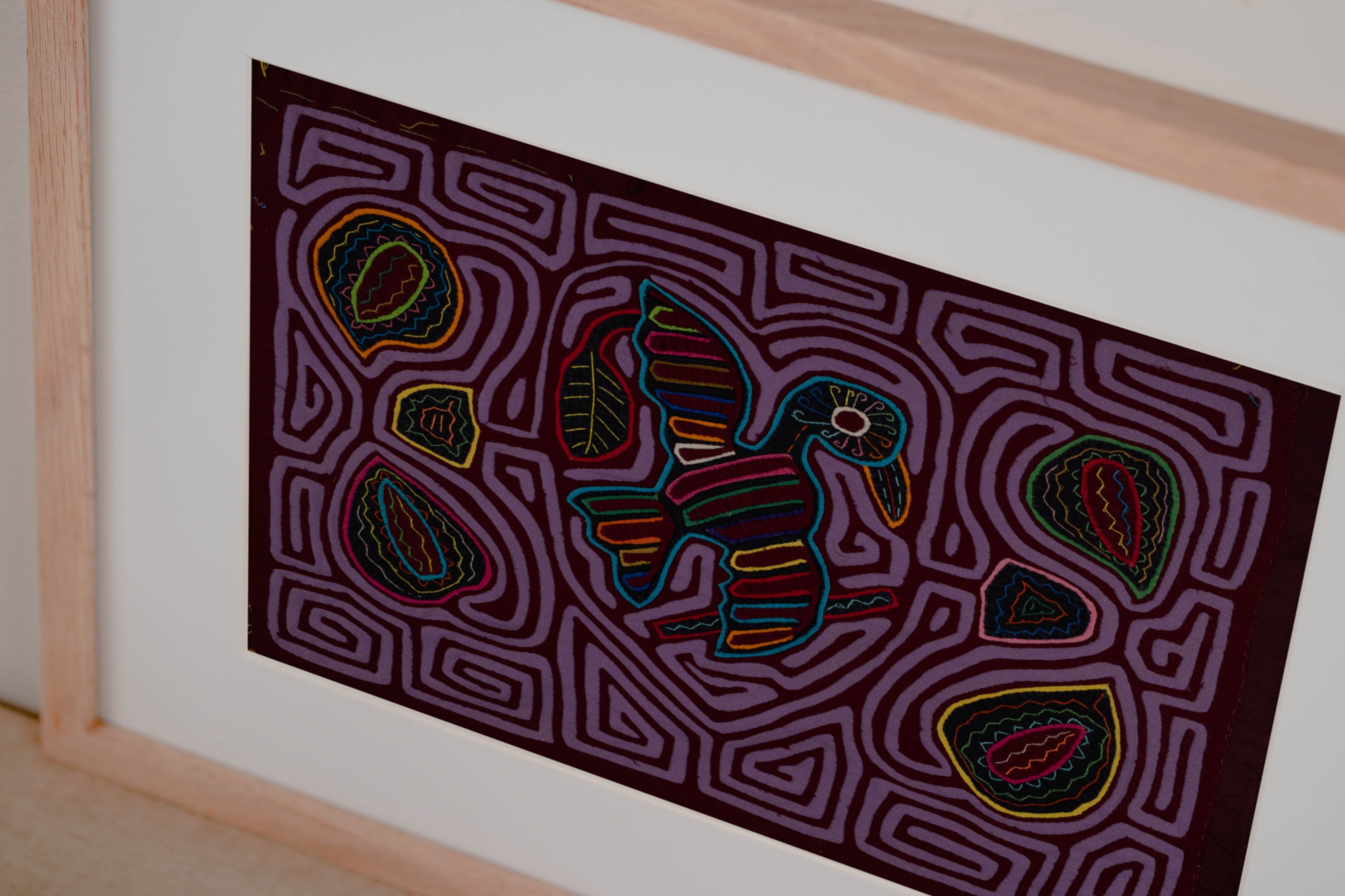 Traditional Purple On Purple Bird Mola