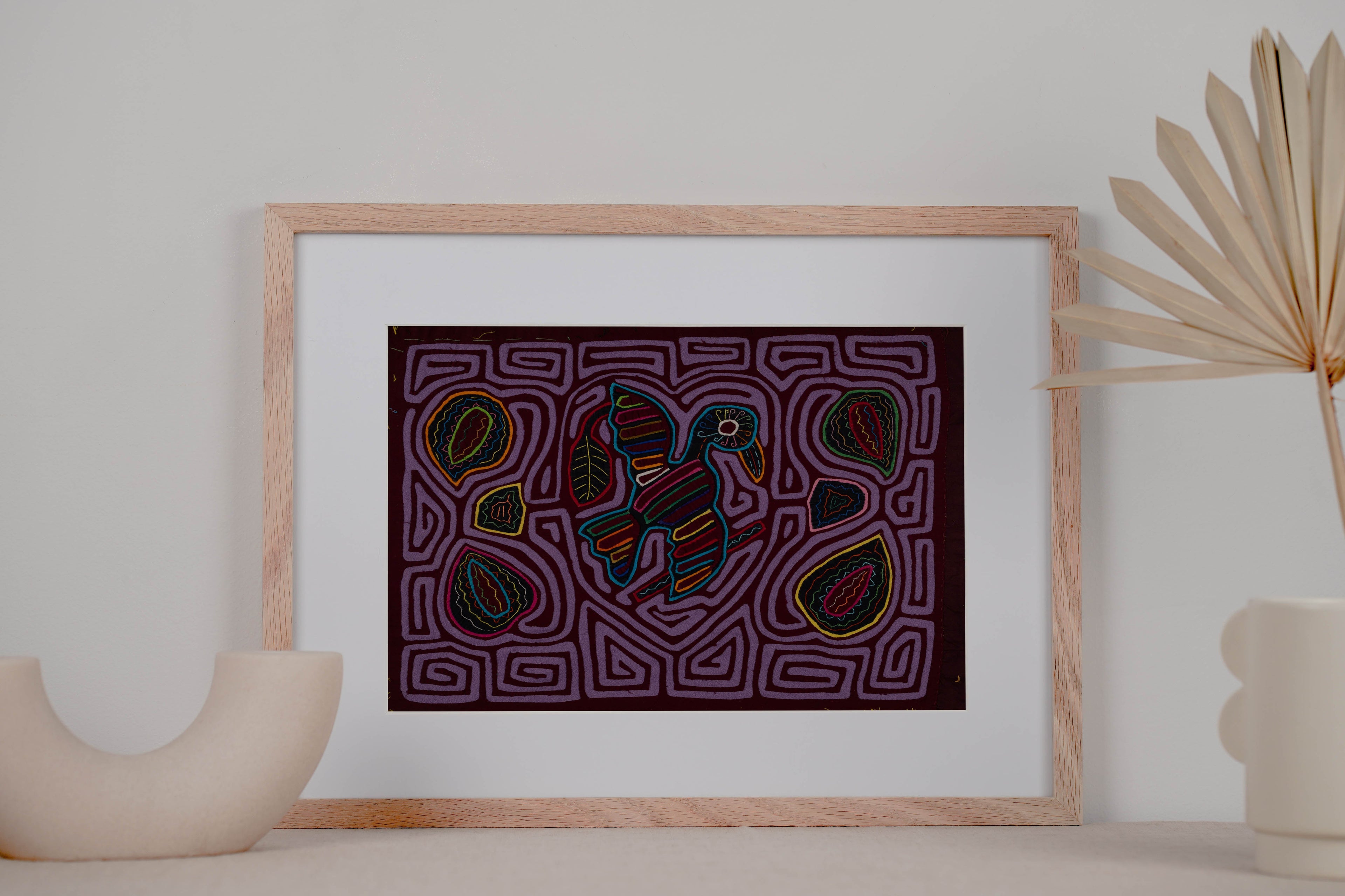 Traditional Purple On Purple Bird Mola