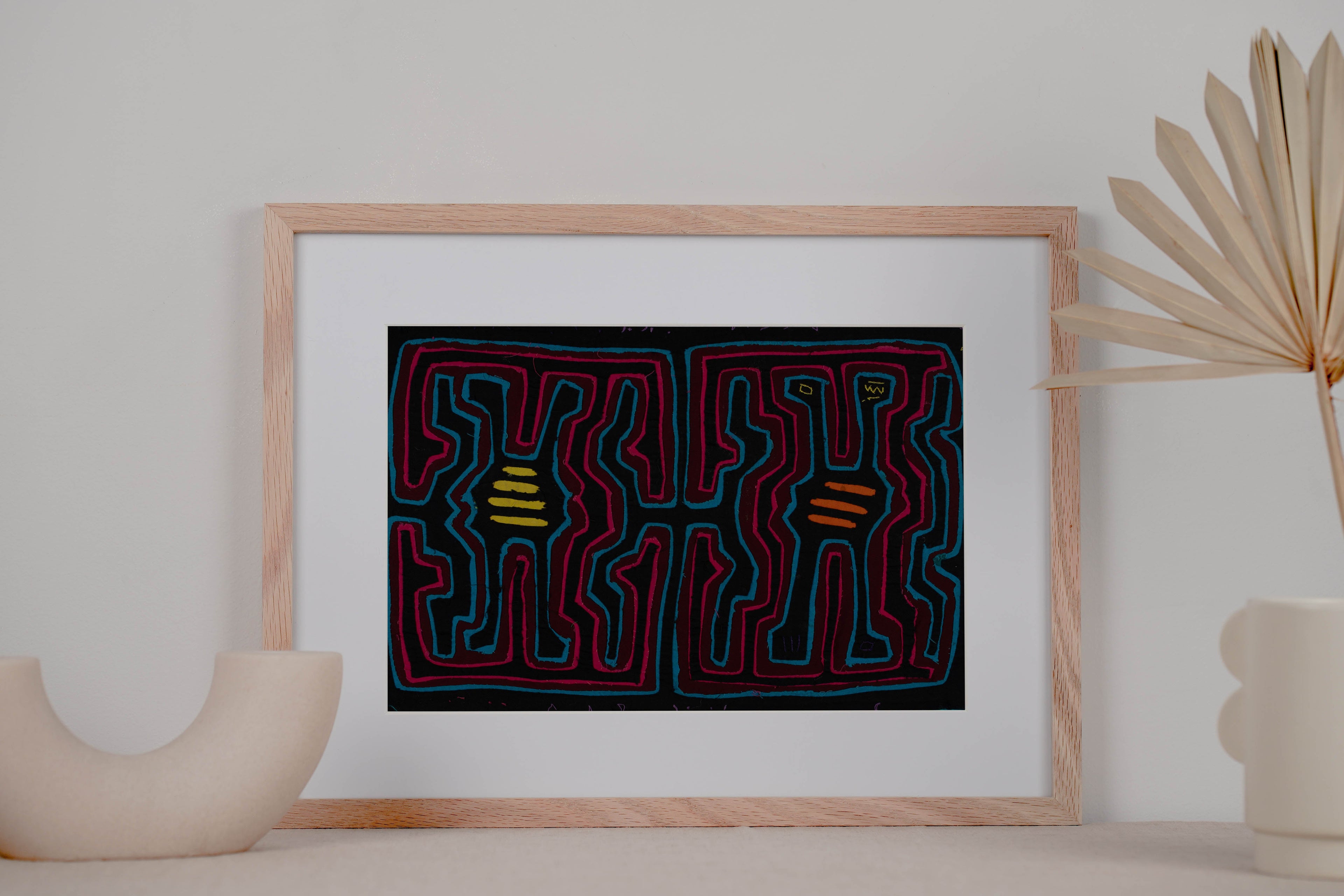 Traditional Black Blue And Pink Classic Design Mola
