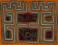 Traditional Orange And Aqua Foral Flower Mola