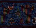 Traditional Burgundy And Blue Dueling Parrot Bird Mola