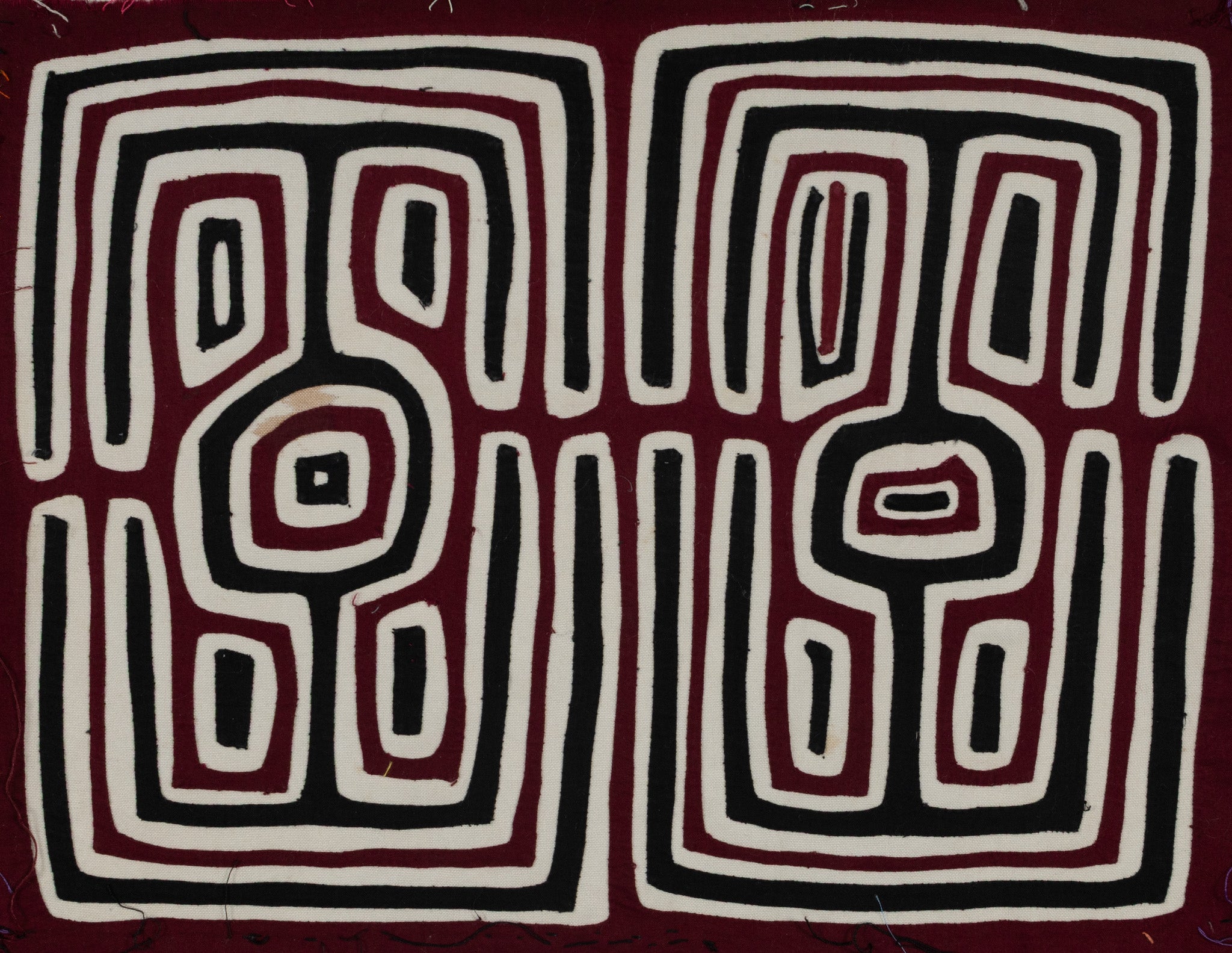 Traditional Burgundy Black And White Optical Illusion Mola