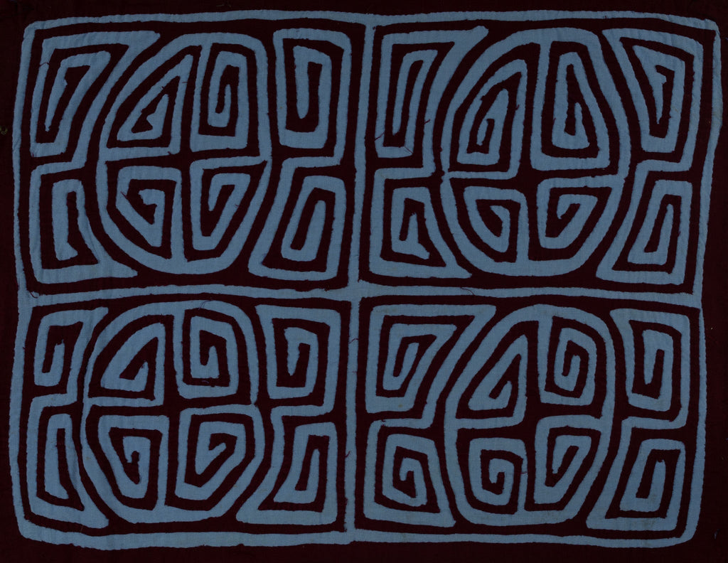 Classic Maroon And Blue Kuna Mola