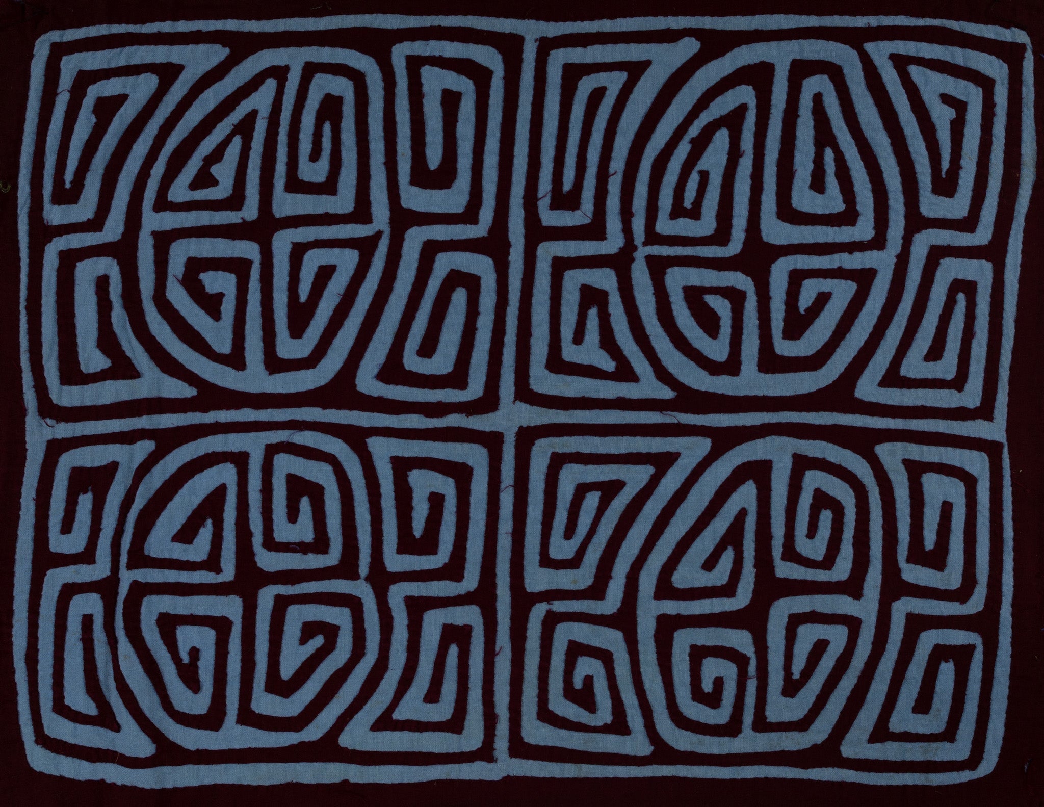 Classic Maroon And Blue Kuna Mola