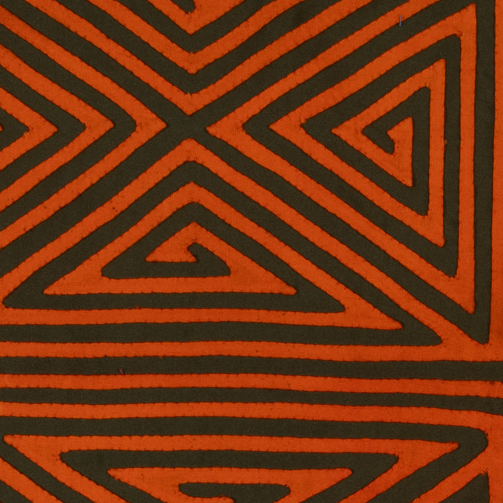 Vintage Orange And Black Four Square Mola