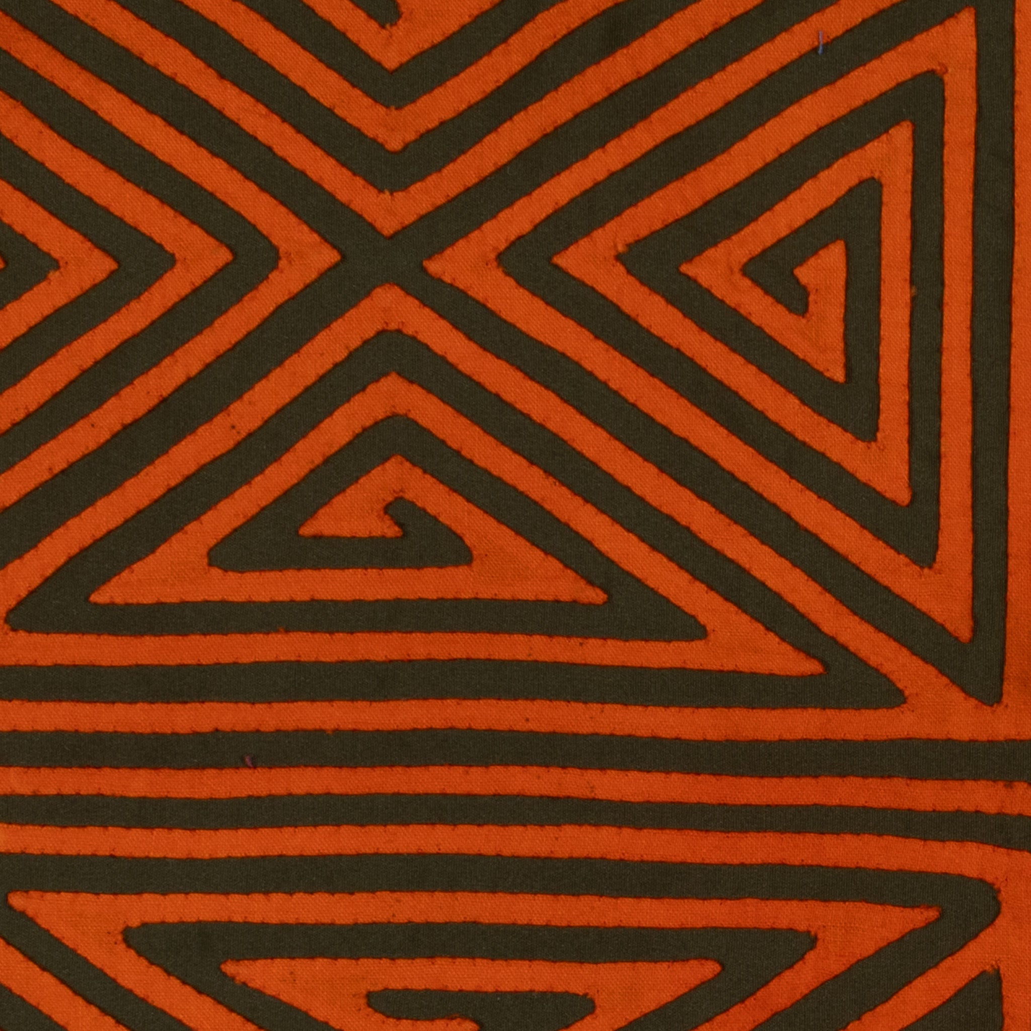 Vintage Orange And Black Four Square Mola
